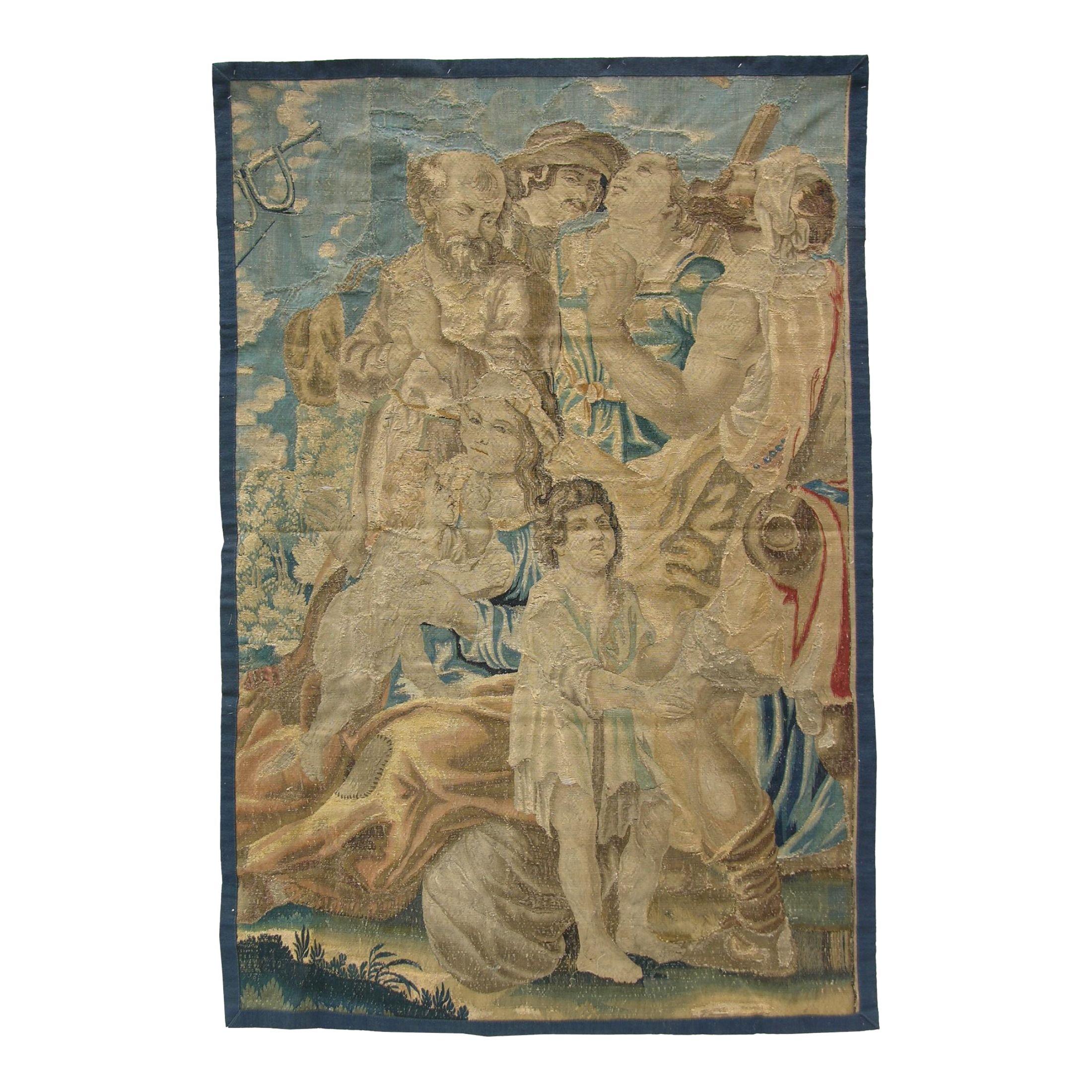 Antique 17th Century Brussels Tapestry 6'10" X 4'6" For Sale