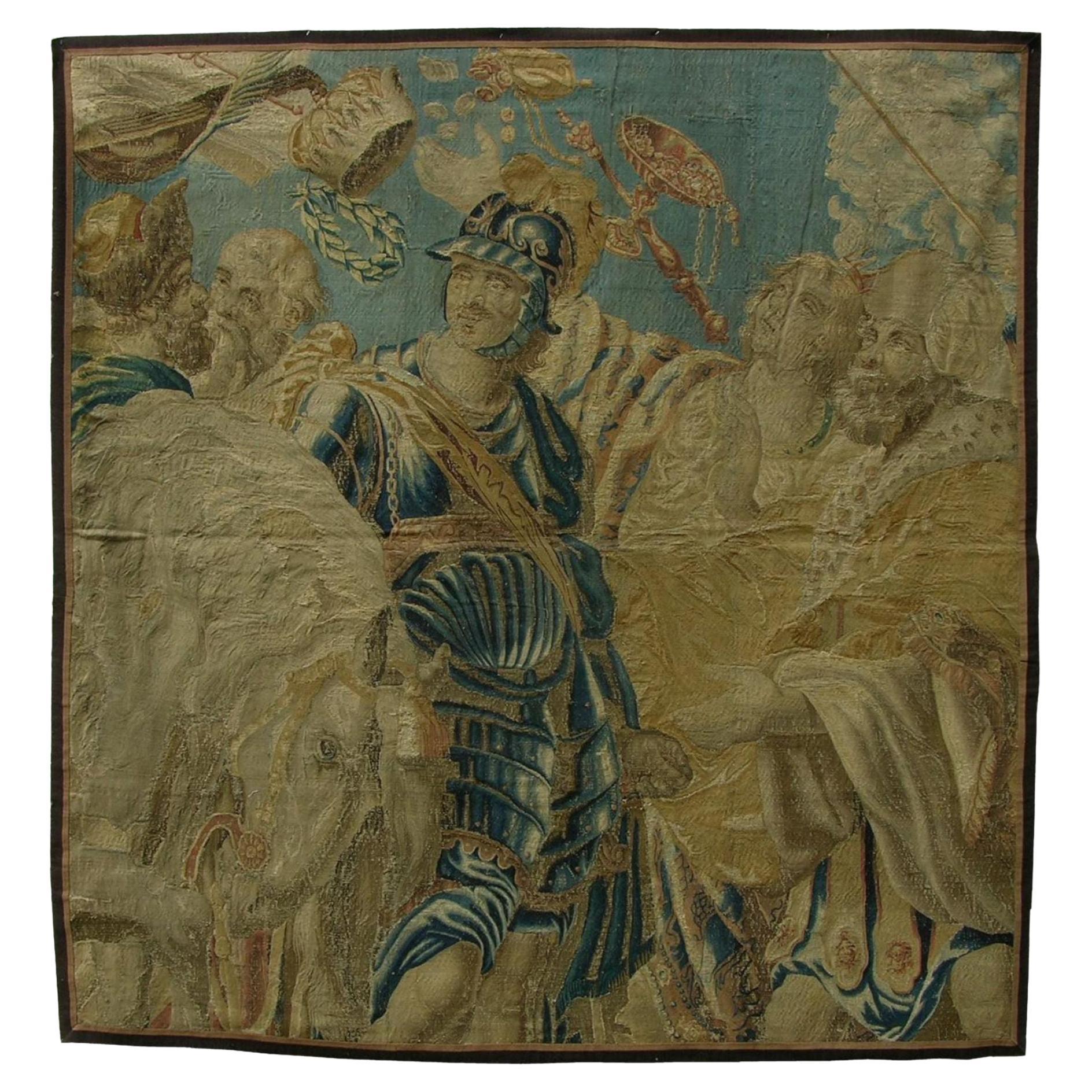 Antique 17th Century Brussels Tapestry 7' X 7'3" For Sale
