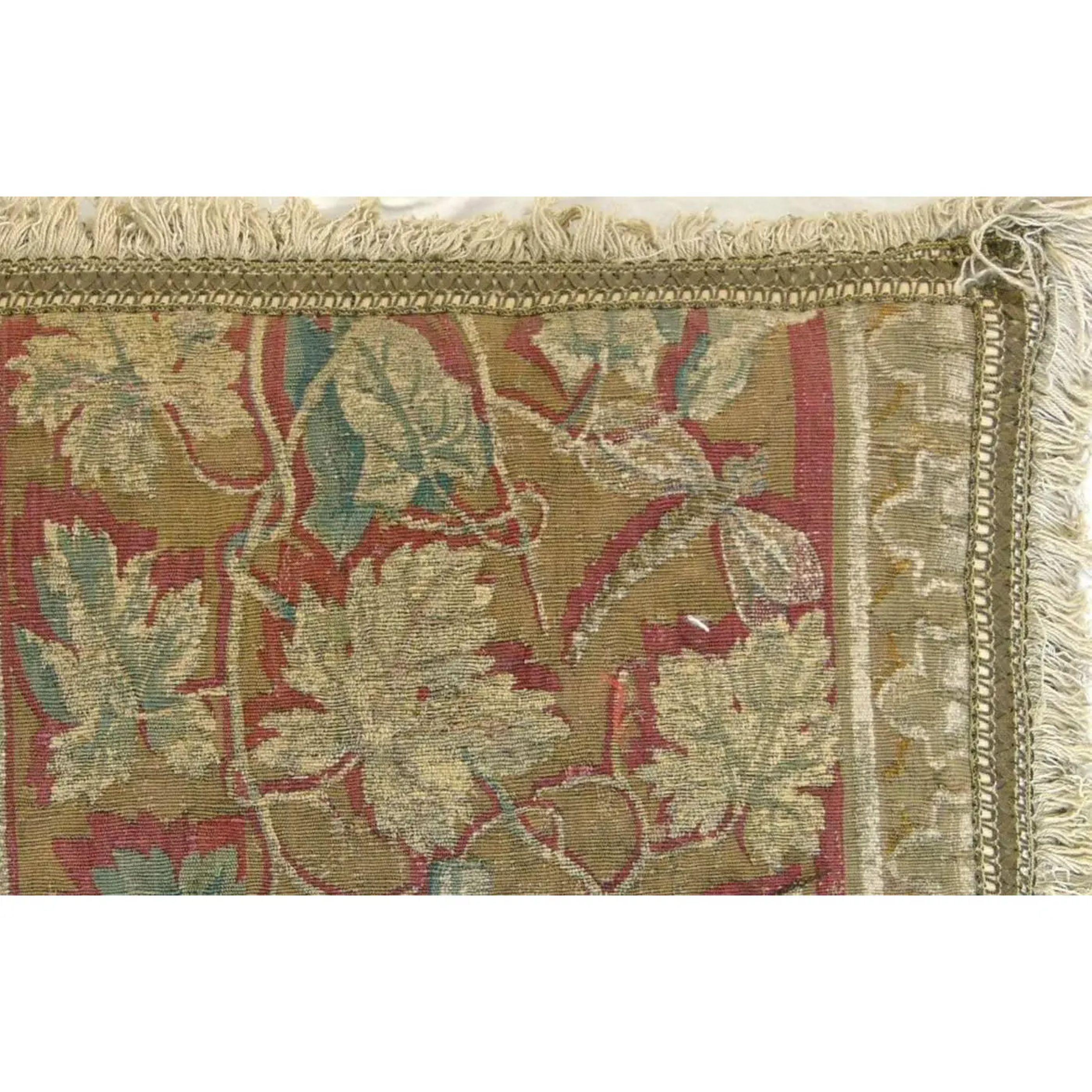 Antique 17th century Brussels tapestry pillow. 20'' x 16'' x 6''.