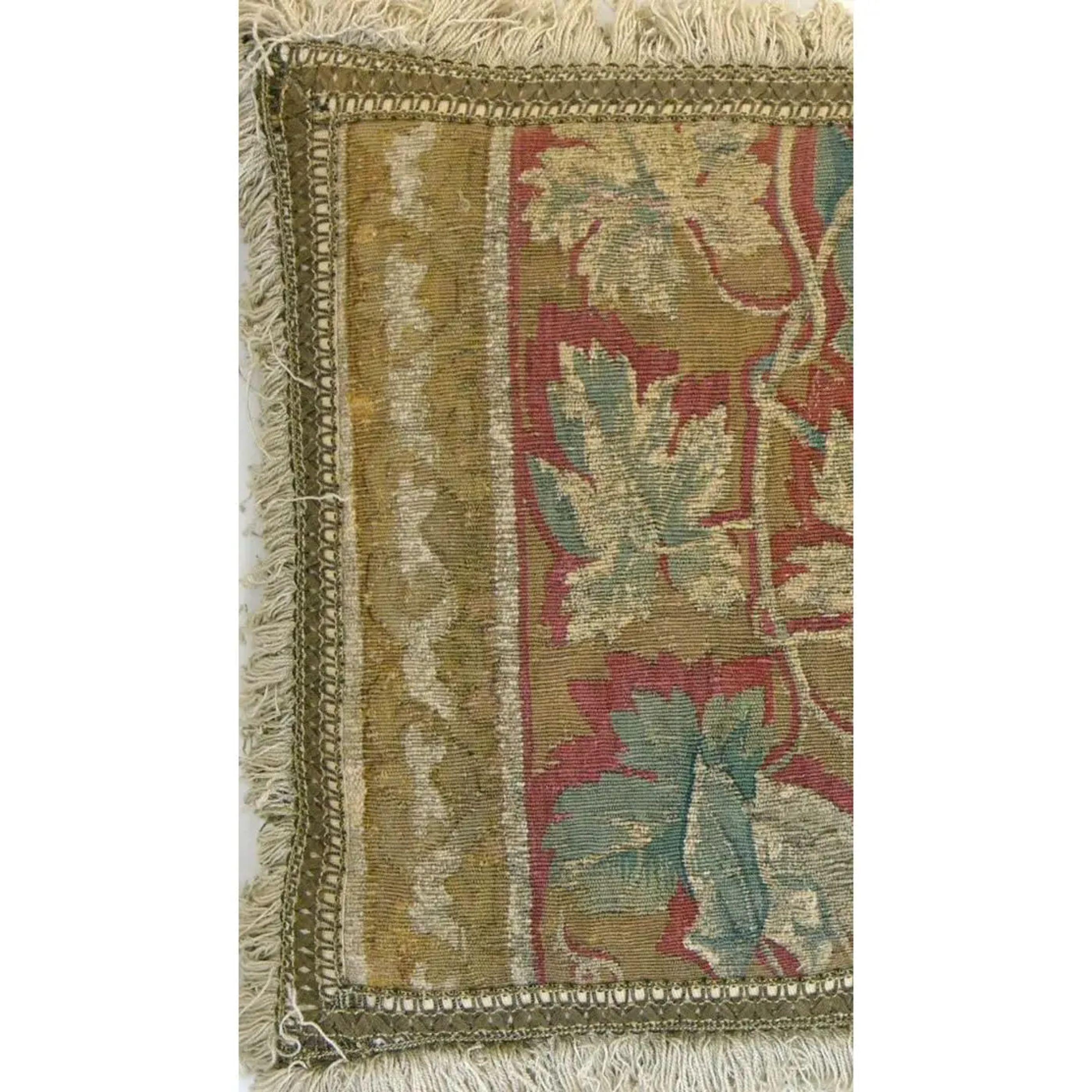 Empire Antique 17th Century Brussels Tapestry Pillow - 20'' X 16'' For Sale