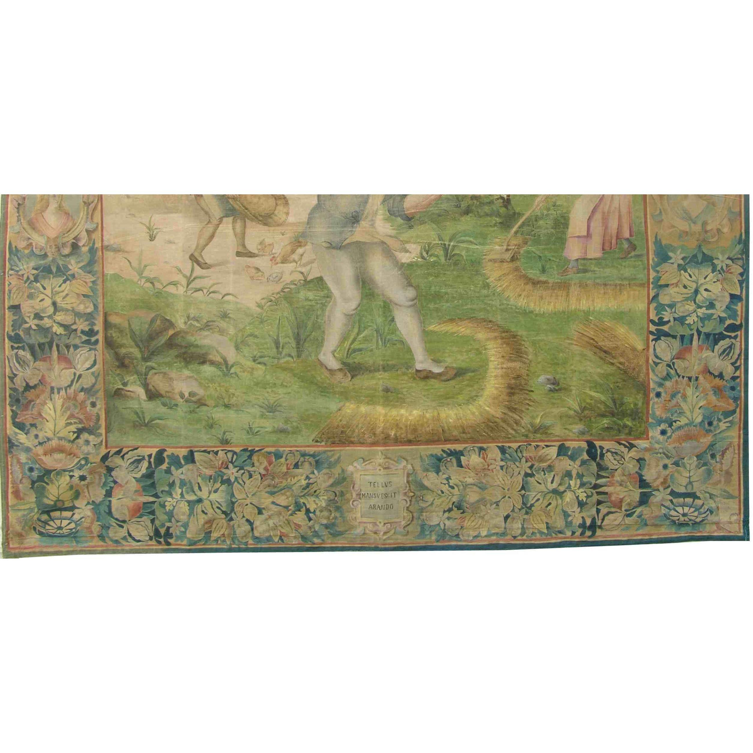 Unknown Antique 17th Century Cartoon Tapestry 9'5