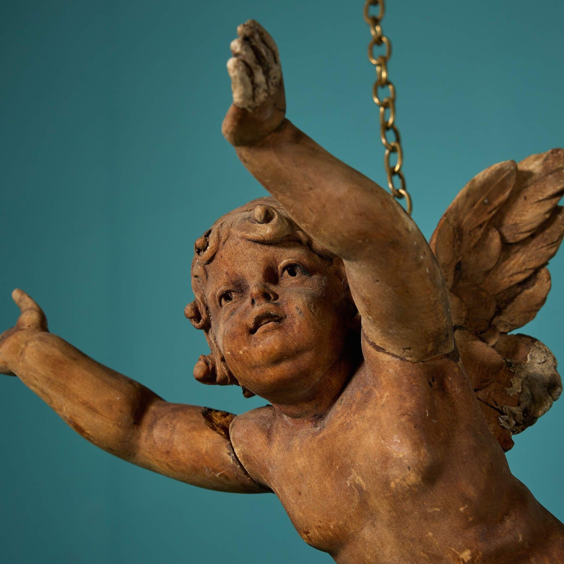 Antike 17. Jahrhundert geschnitzt Buchsbaum Cherub Wandbehang (Renaissance) im Angebot