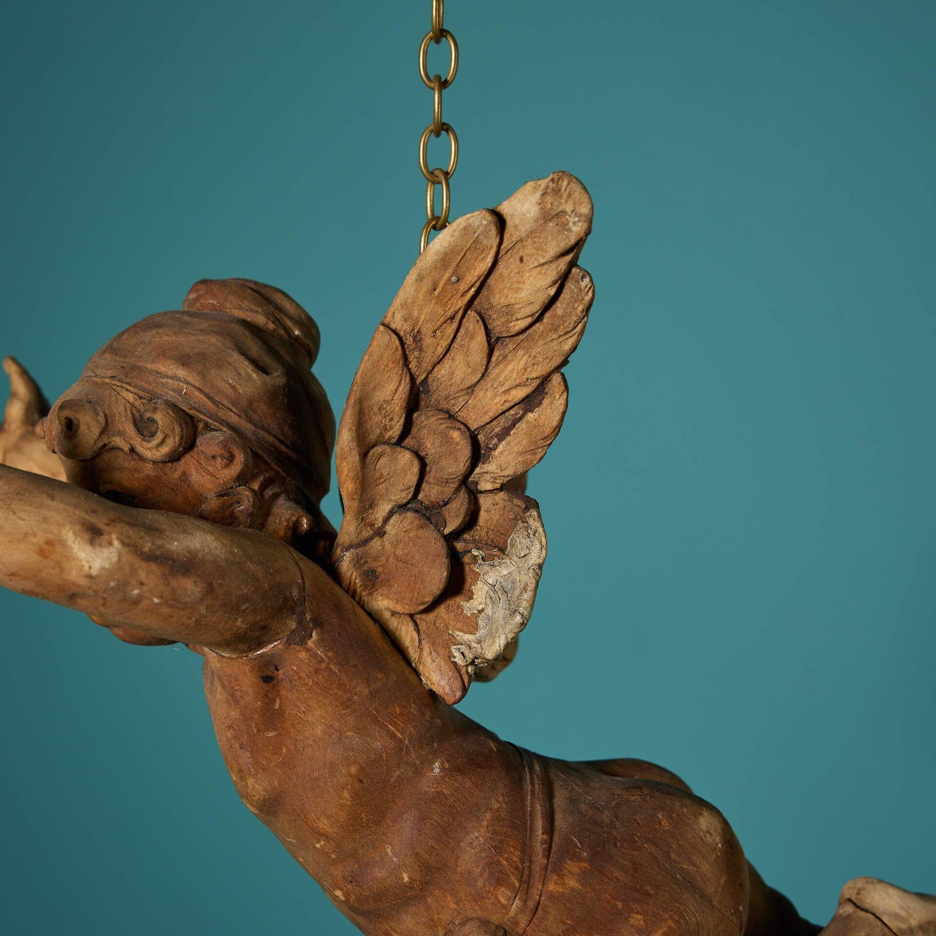 Antike 17. Jahrhundert geschnitzt Buchsbaum Cherub Wandbehang (Englisch) im Angebot