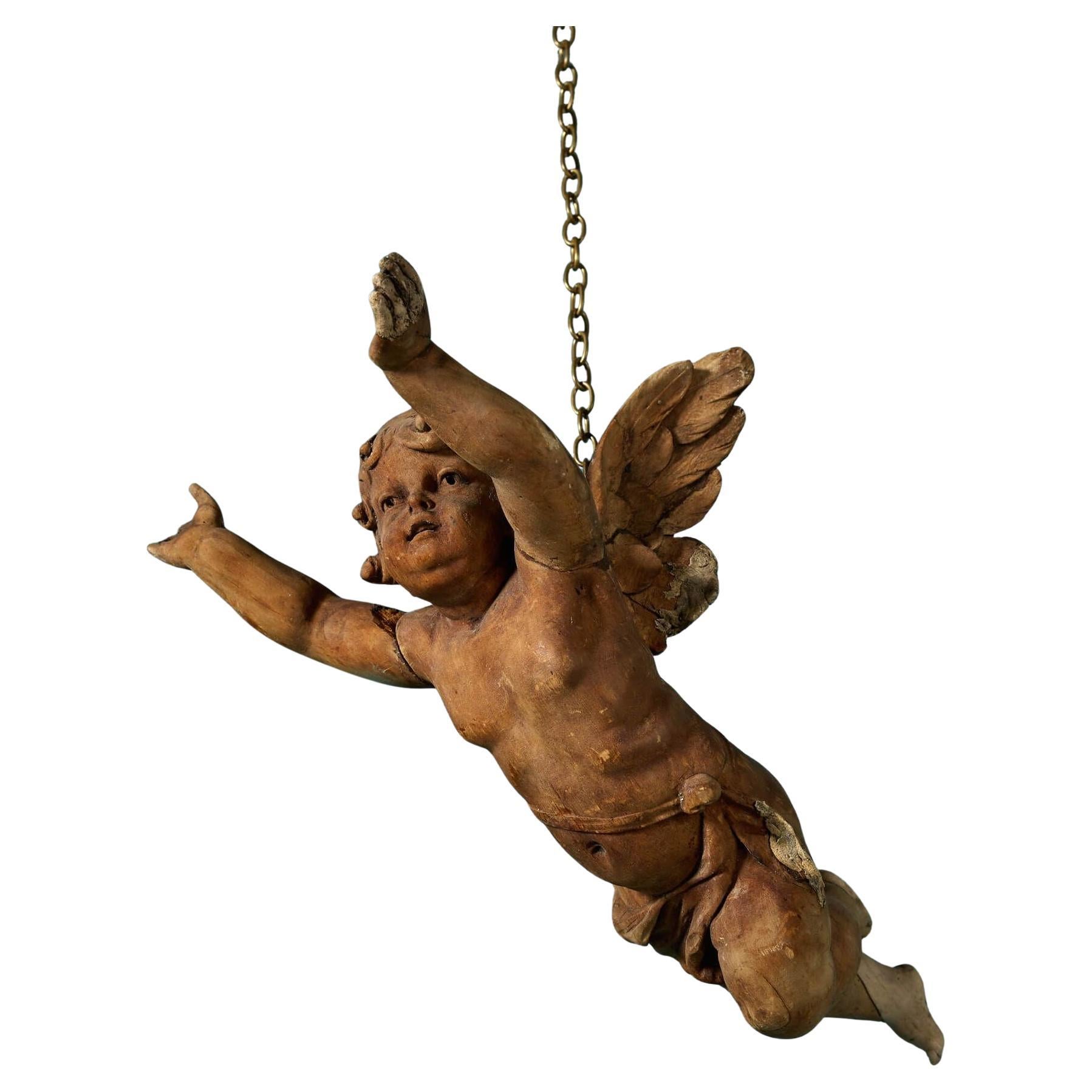 Antike 17. Jahrhundert geschnitzt Buchsbaum Cherub Wandbehang im Angebot