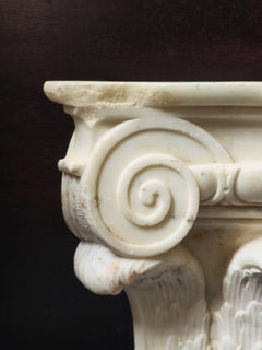 Antique 17th Century Carved Carrara Marble Pilaster Capital