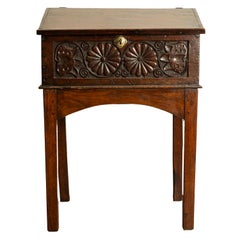 Antique 17th Century Charles II Carved Oak Bible Box Chest Desk on Stand 1680