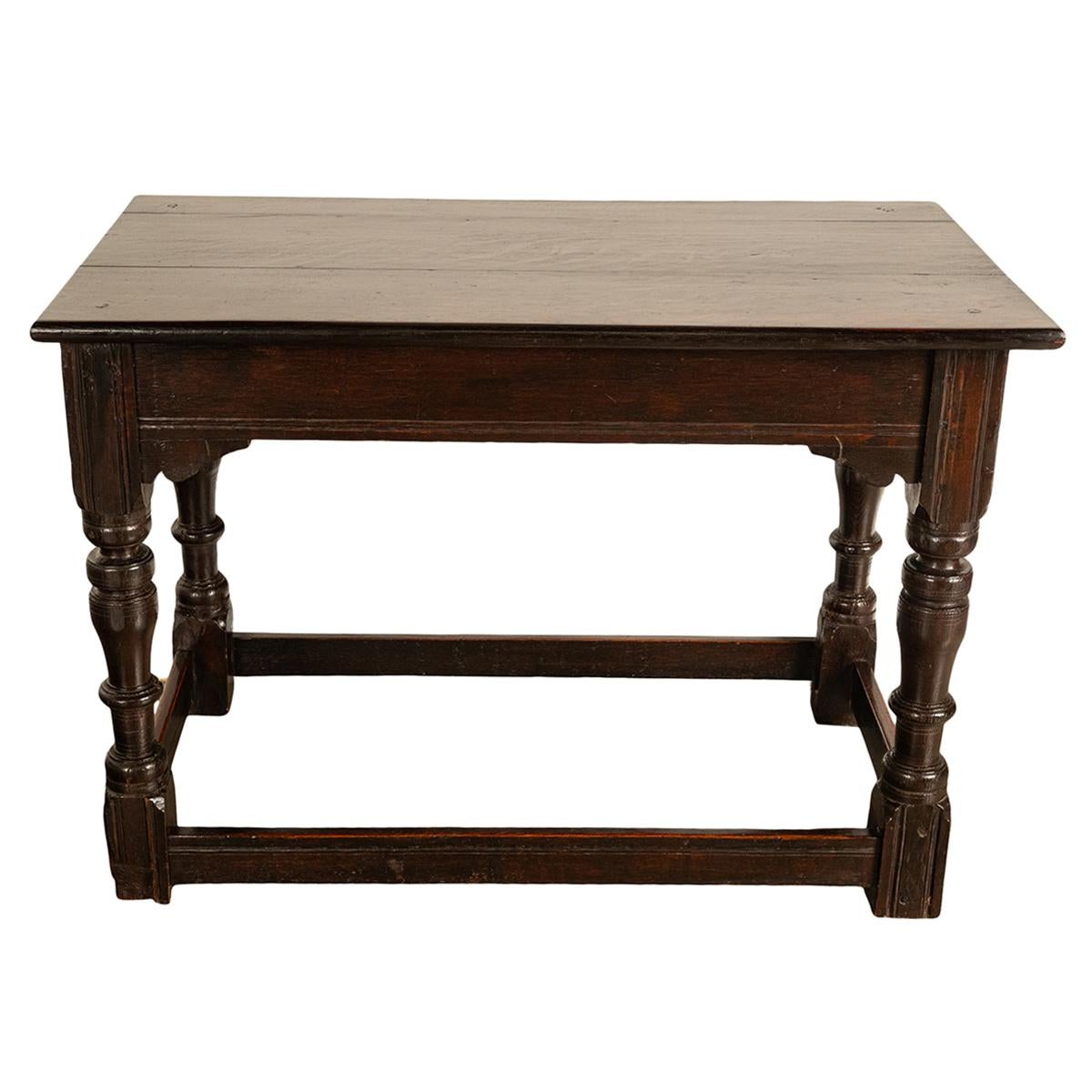 English Antique 17th Century Charles II Country Oak Refectory Side Serving Table 1680 For Sale