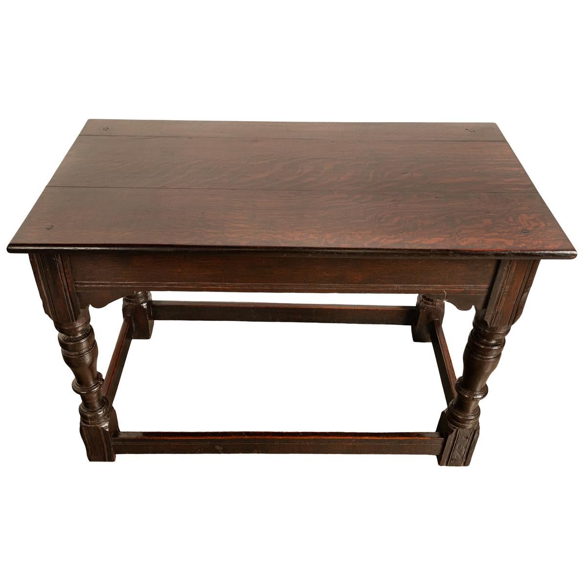 Turned Antique 17th Century Charles II Country Oak Refectory Side Serving Table 1680 For Sale
