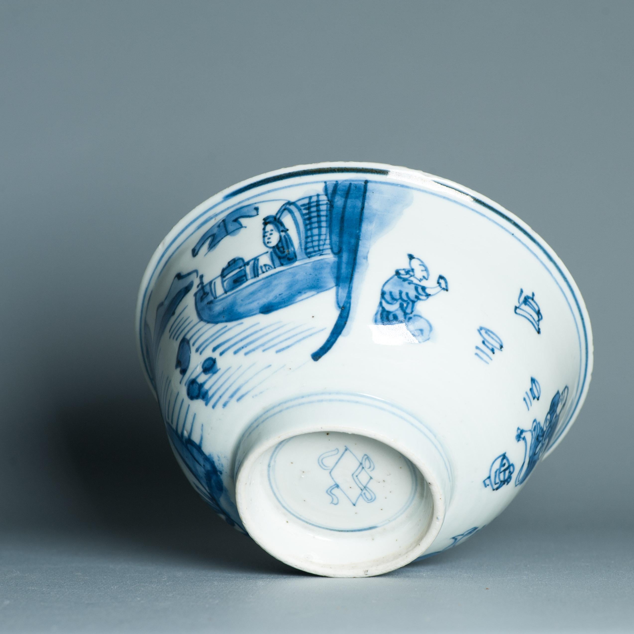 Bol de paysage figuratif chinois ancien du 17ème siècle marqué Bon état - En vente à Amsterdam, Noord Holland
