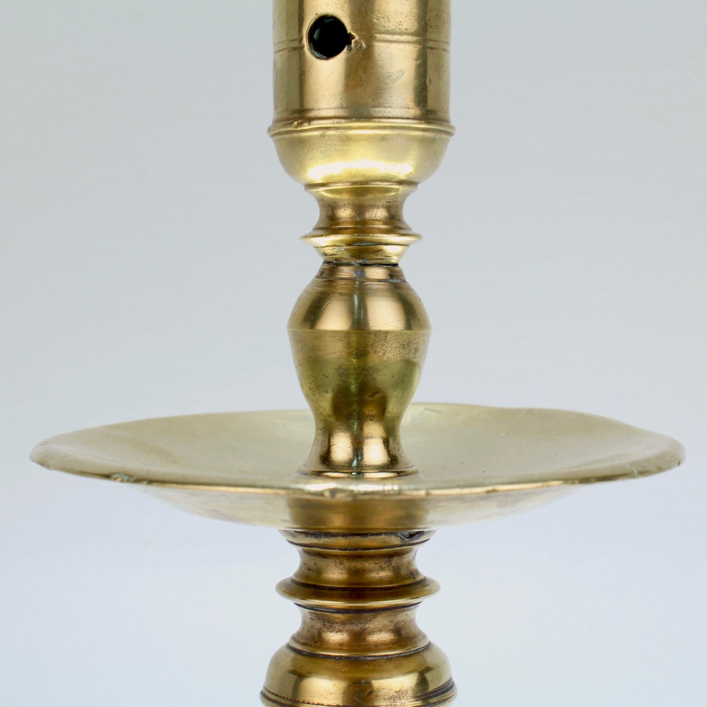 Antique 17th Century Dutch Brass Baluster Candlestick For Sale 2