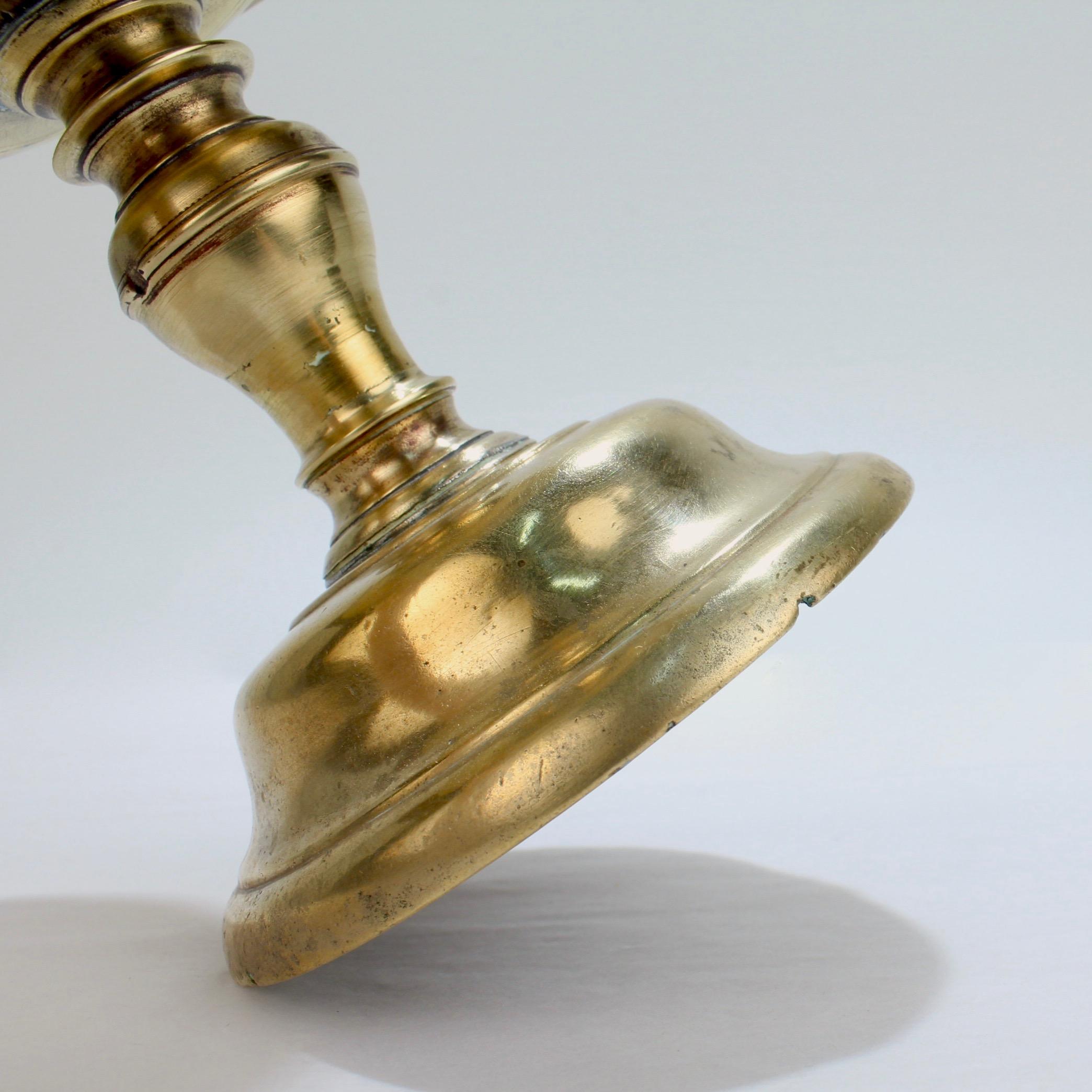 Antique 17th Century Dutch Brass Baluster Candlestick For Sale 5