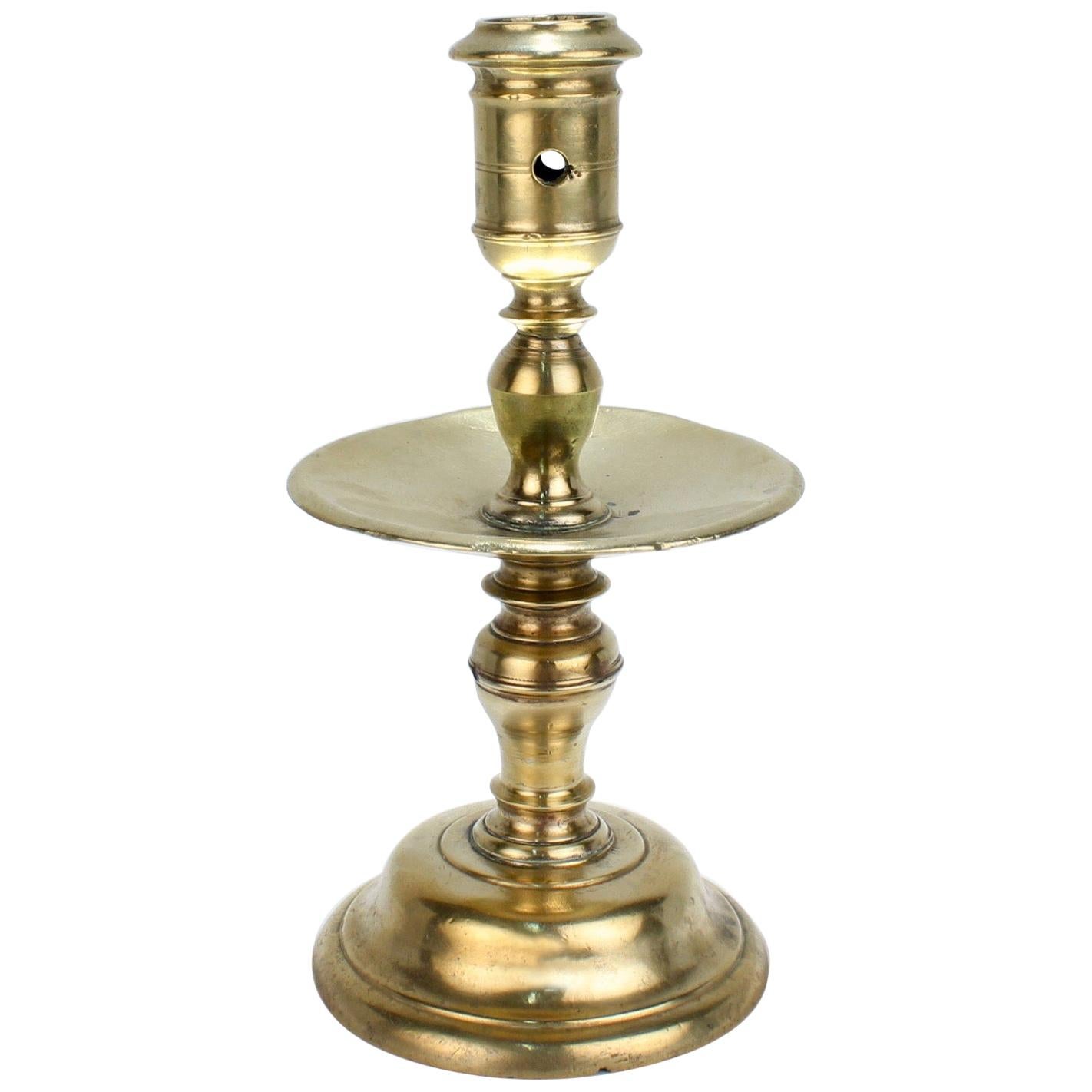 Antique 17th Century Dutch Brass Baluster Candlestick For Sale