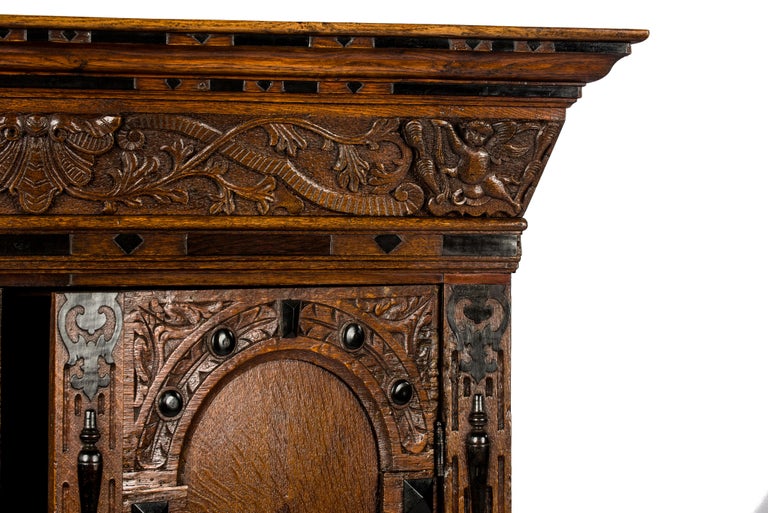 Antique 17th Century Dutch Oak and Ebony Two-Door Renaissance Cabinet ...