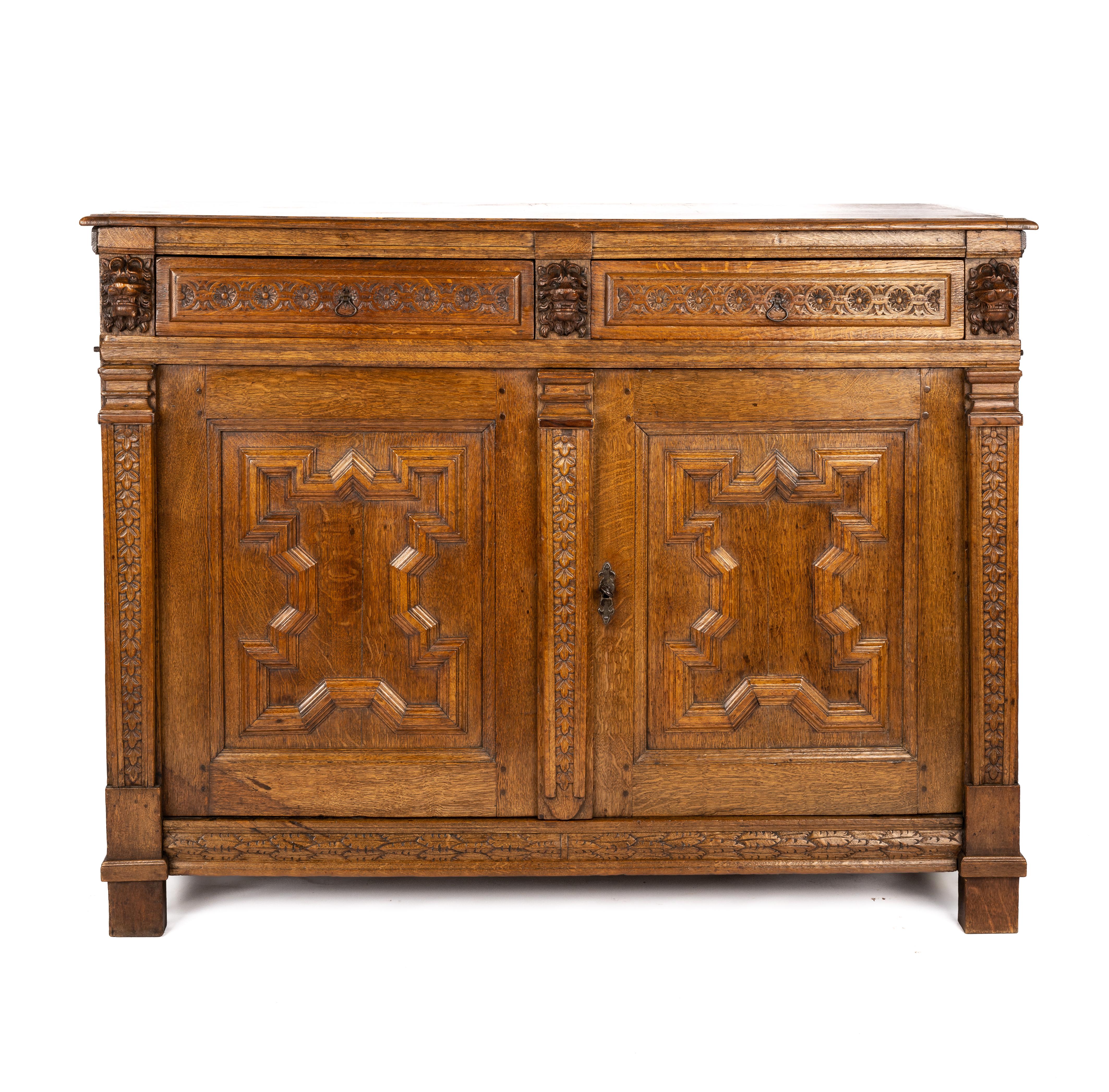 Antique 17th Century Dutch of Flemisch Honey Color Oak Rennaisance Cupboard For Sale 2