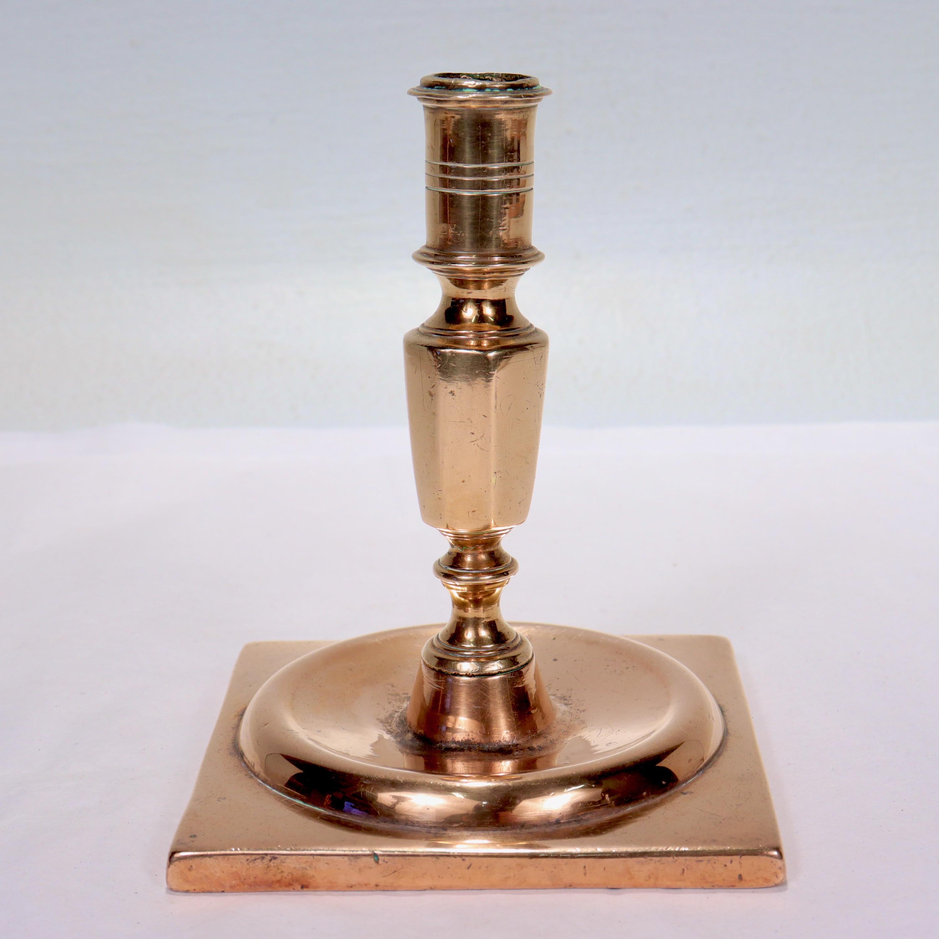 Unknown Antique 17th Century Dutch or English Bronze Candlestick Candleholder  For Sale