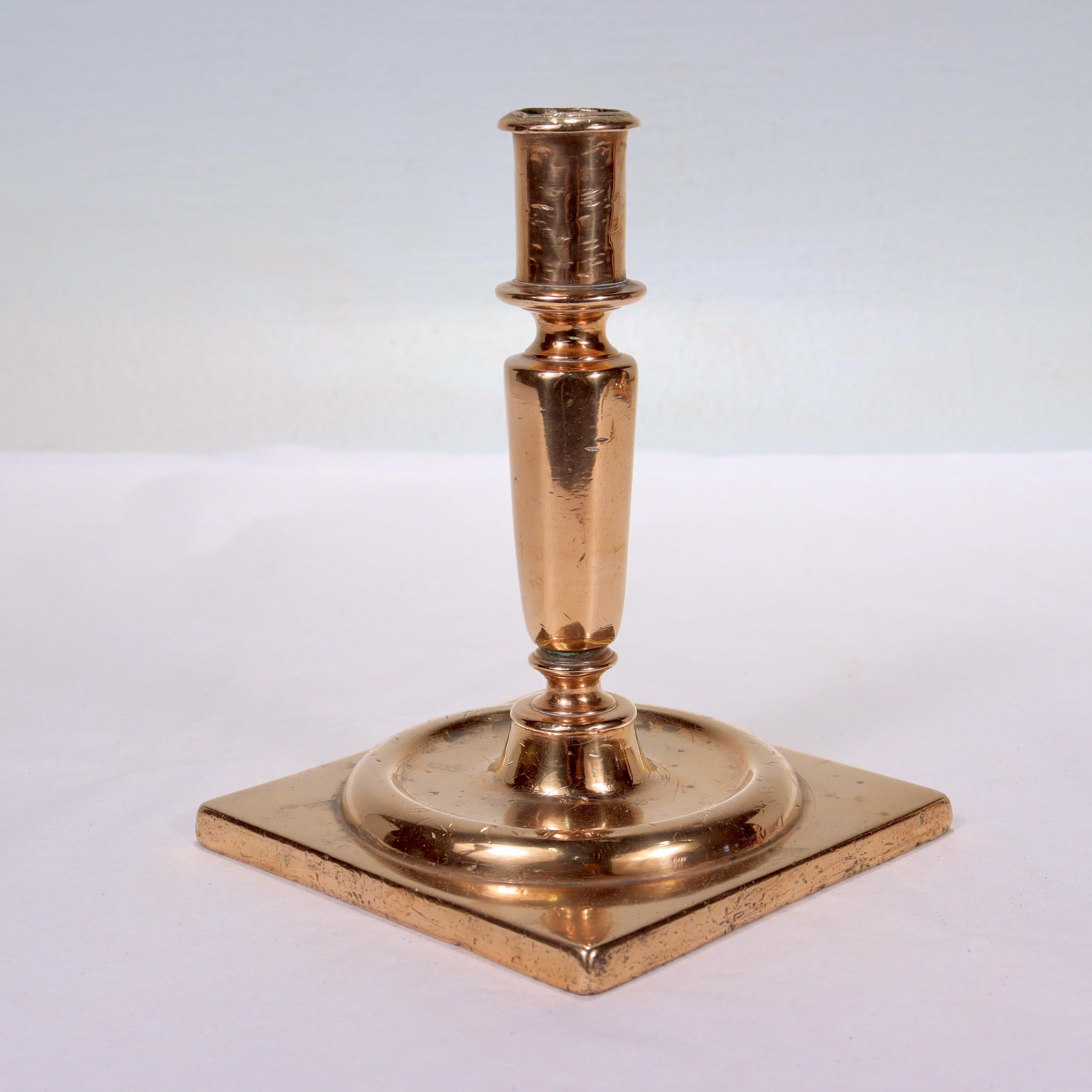 Baroque Antique 17th Century Dutch or English Bronze Candlestick/Candleholder For Sale