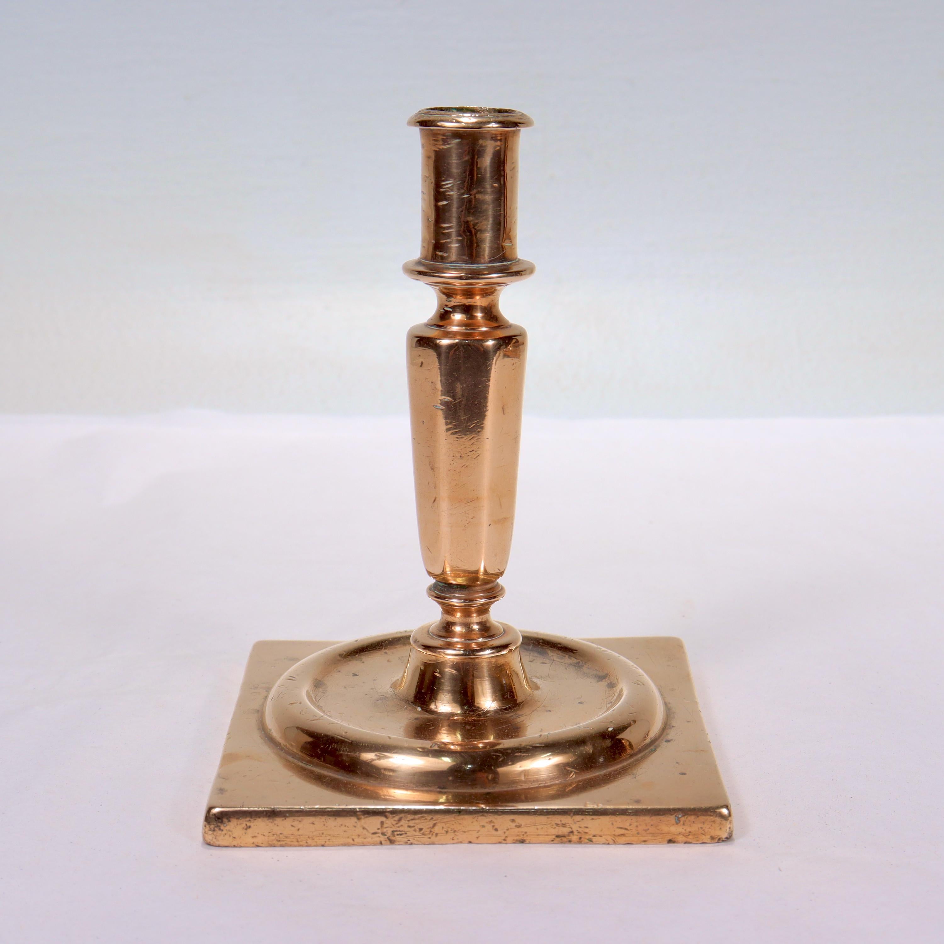 Antique 17th Century Dutch or English Bronze Candlestick/Candleholder In Good Condition For Sale In Philadelphia, PA