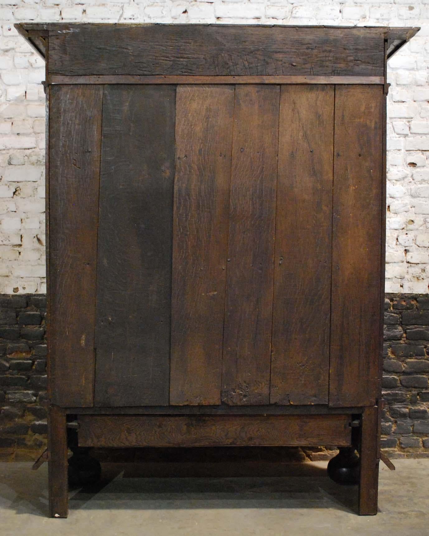 Antique 17th Century Dutch Renaissance Cabinet with Hand Carved Ornaments 4
