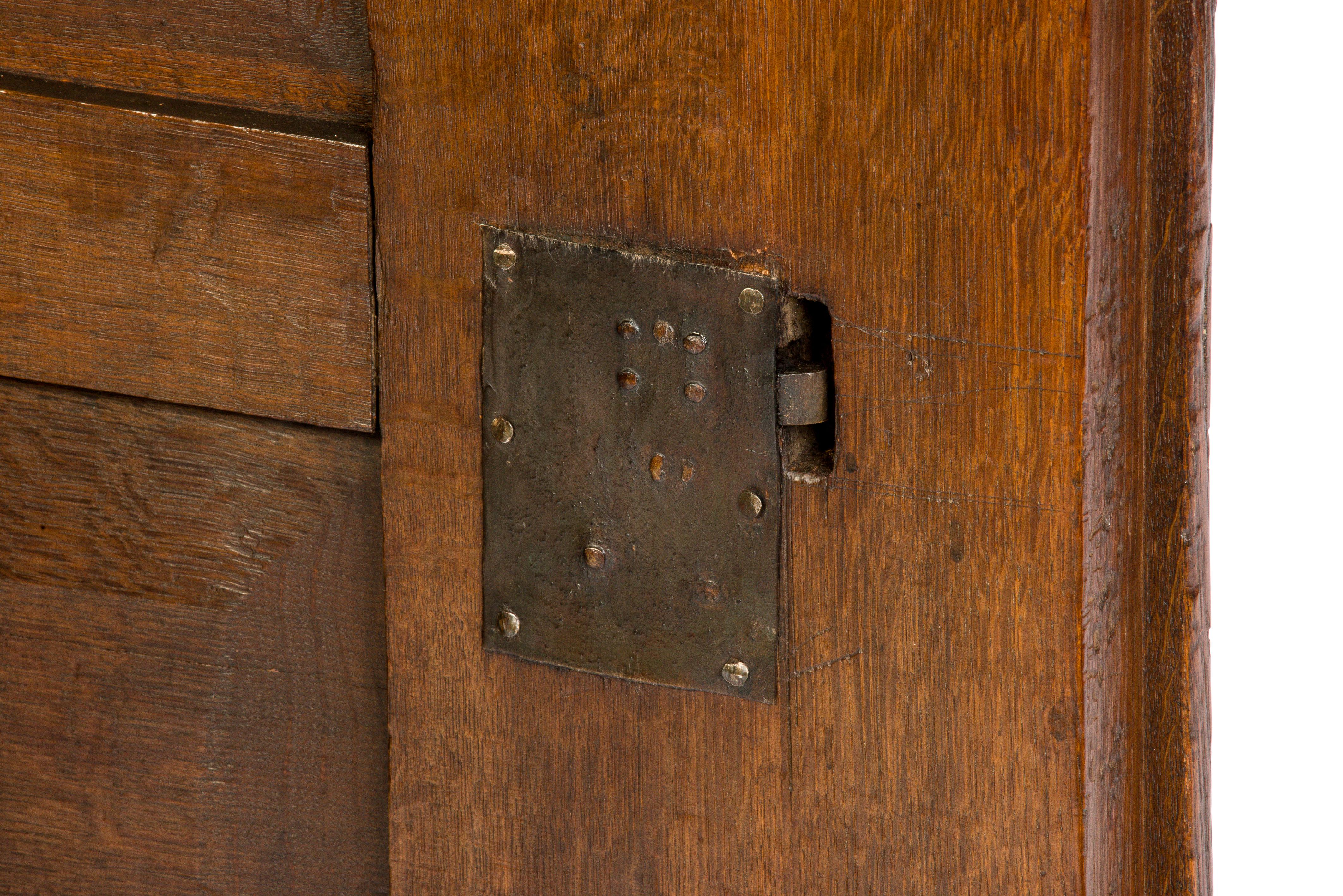 Antique 17th Century Dutch Renaissance Oak 4 Door Cabinet with Ebony Inlay 8