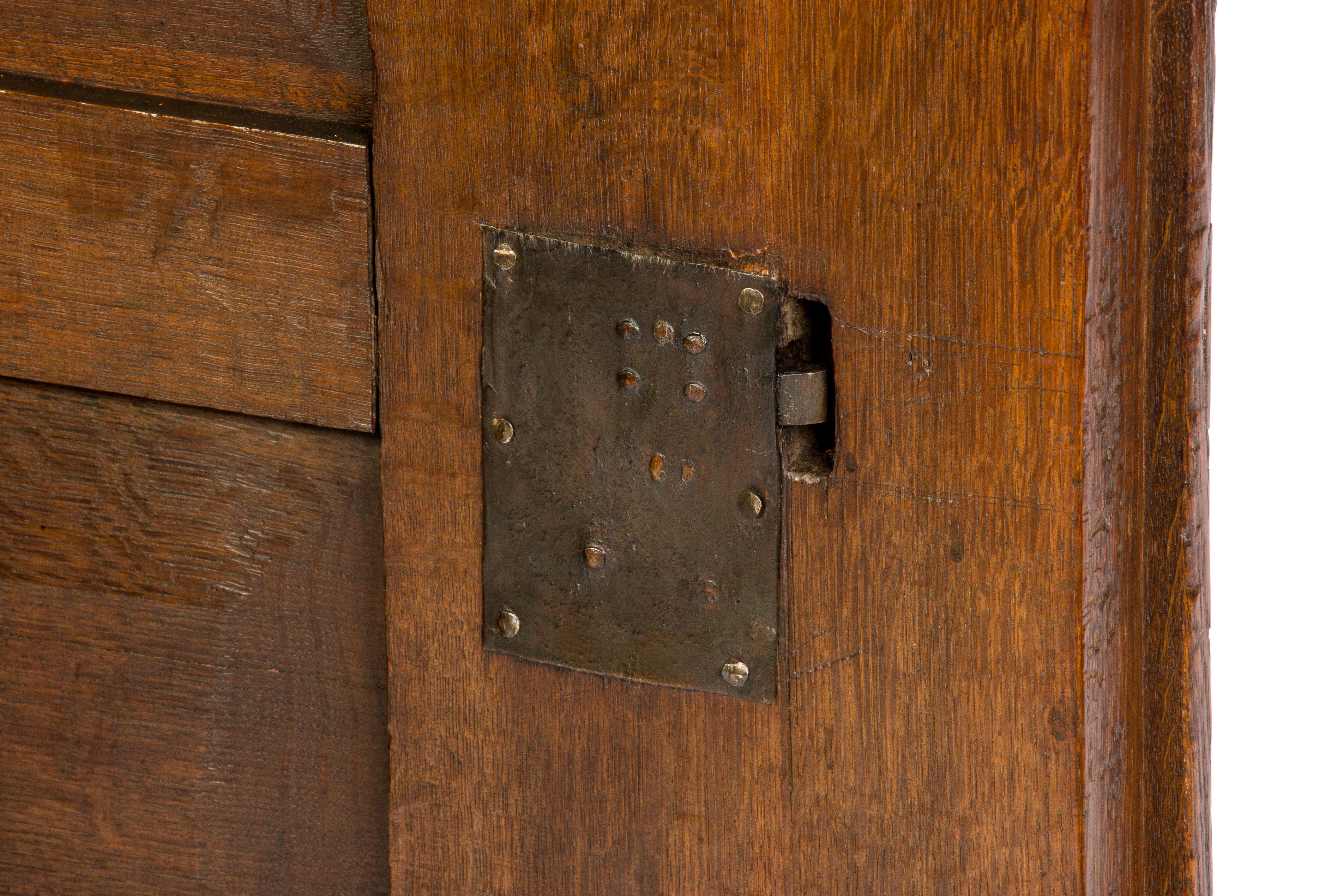 Antique 17th Century Dutch Renaissance Oak 4 Door Cabinet with Ebony Inlay 8