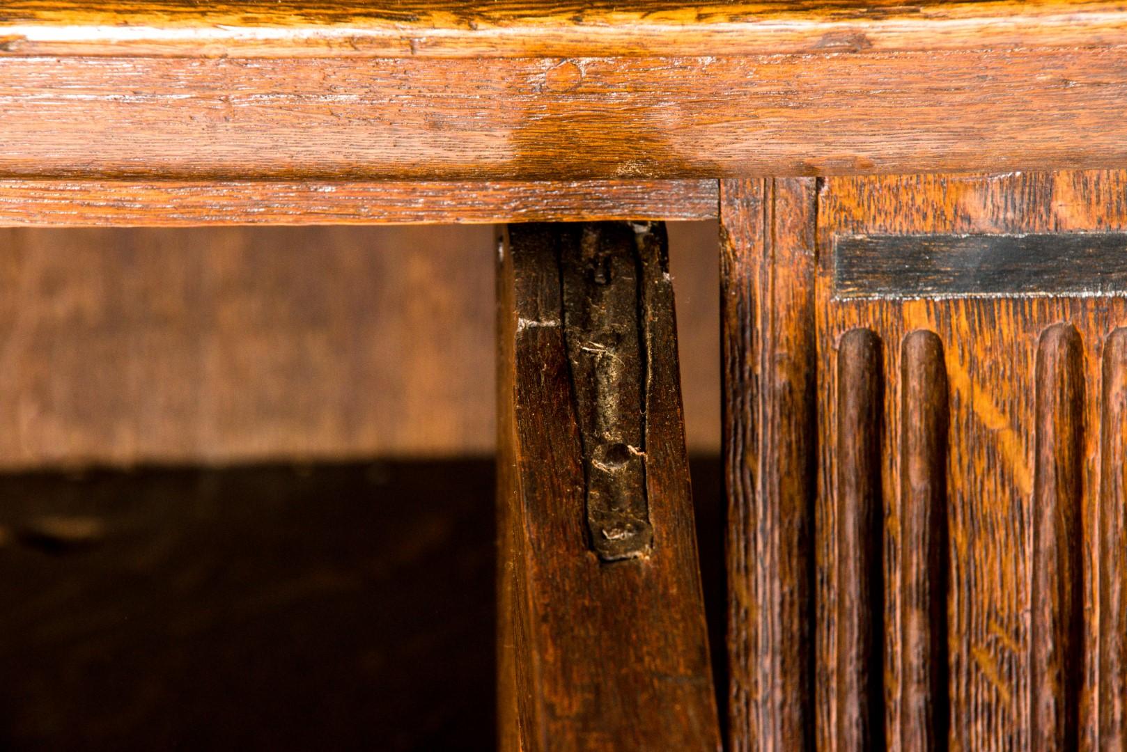 Antique 17th Century Dutch Renaissance Oak 4 Door Cabinet with Ebony Inlay 12