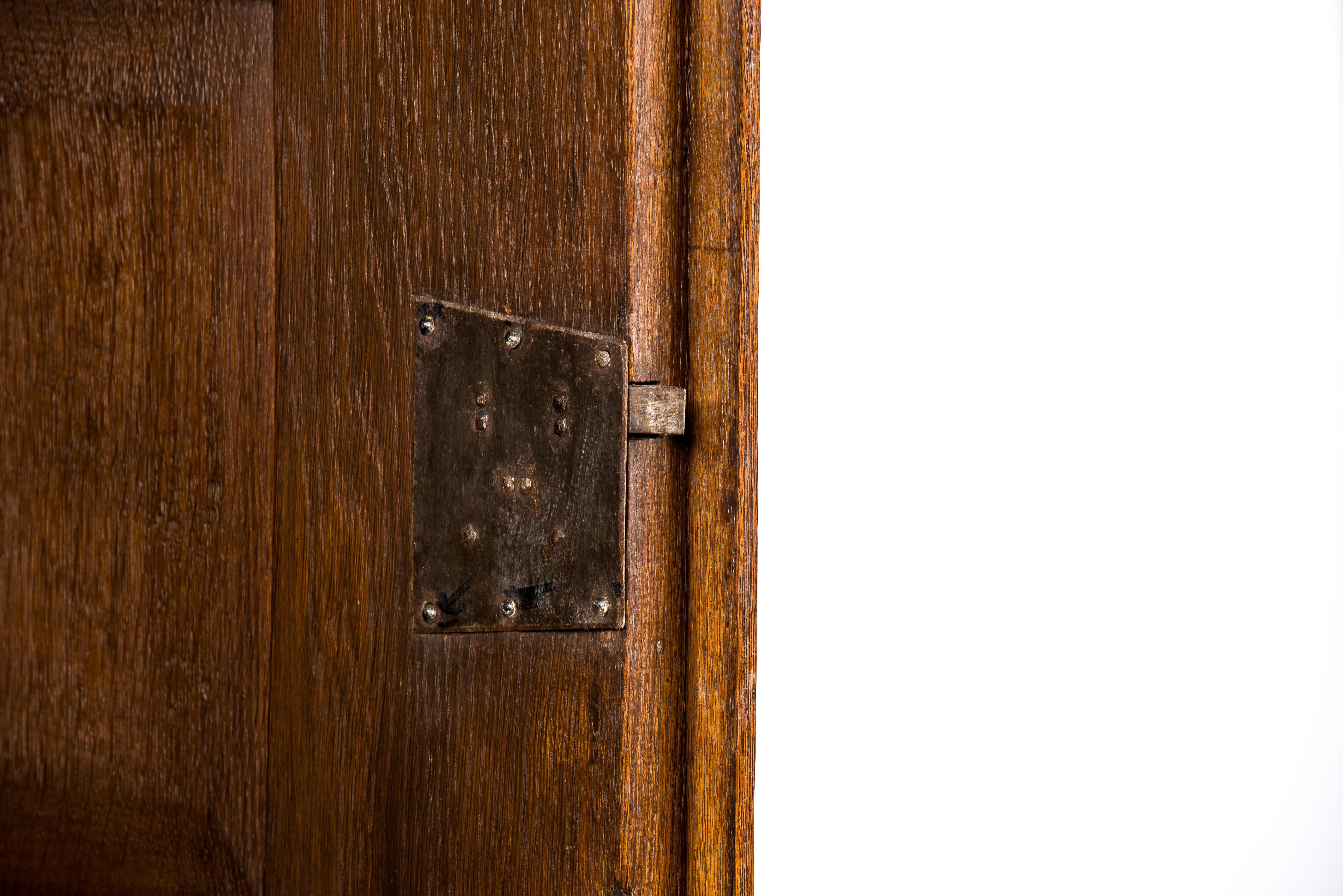 Antique 17th Century Dutch Renaissance Oak 4 Door Cabinet with Rosewood Inlay 1