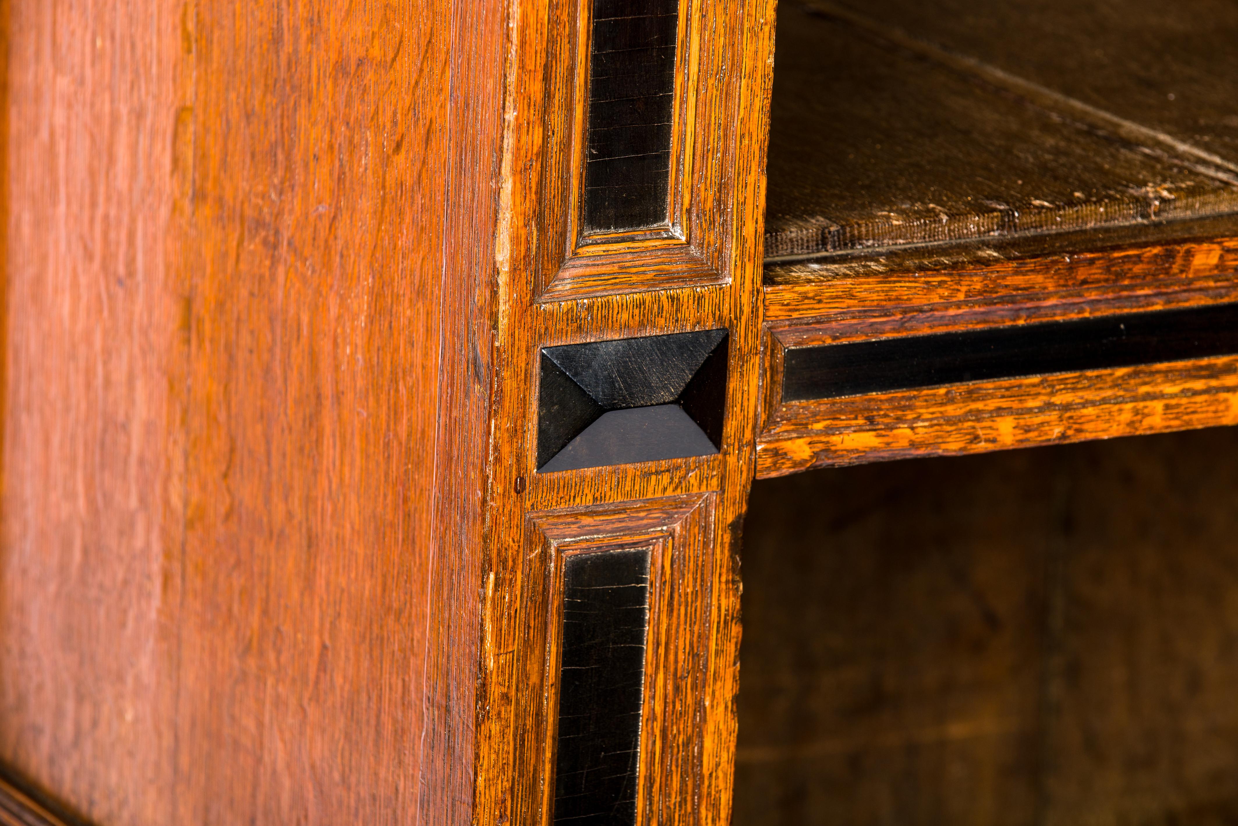 Antique 17th Century Dutch Renaissance Oak and Ebony Two Door Portal Cabinet 9
