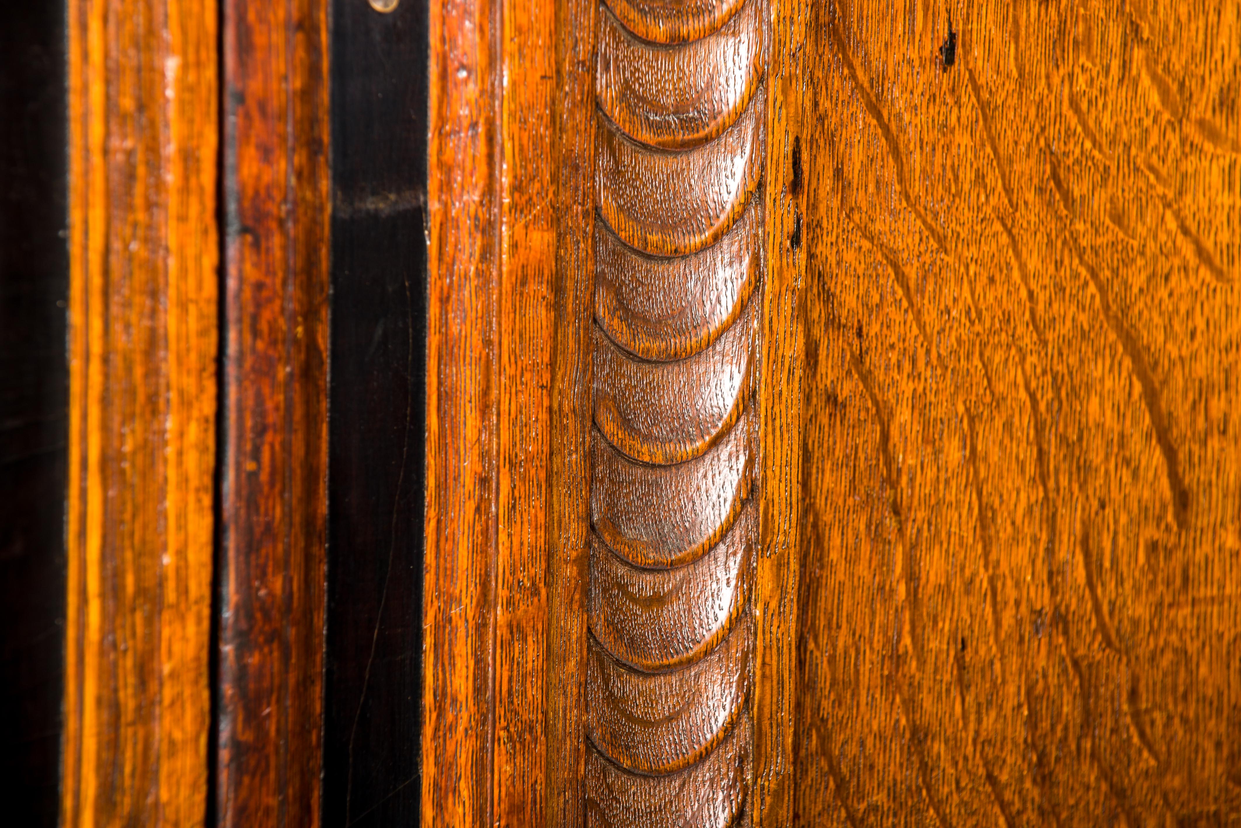 Antique 17th Century Dutch Renaissance Oak and Ebony Two Door Portal Cabinet 16