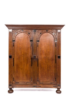 Antique 17th-century Dutch Renaissance Portal Cupboard in Solid Oak