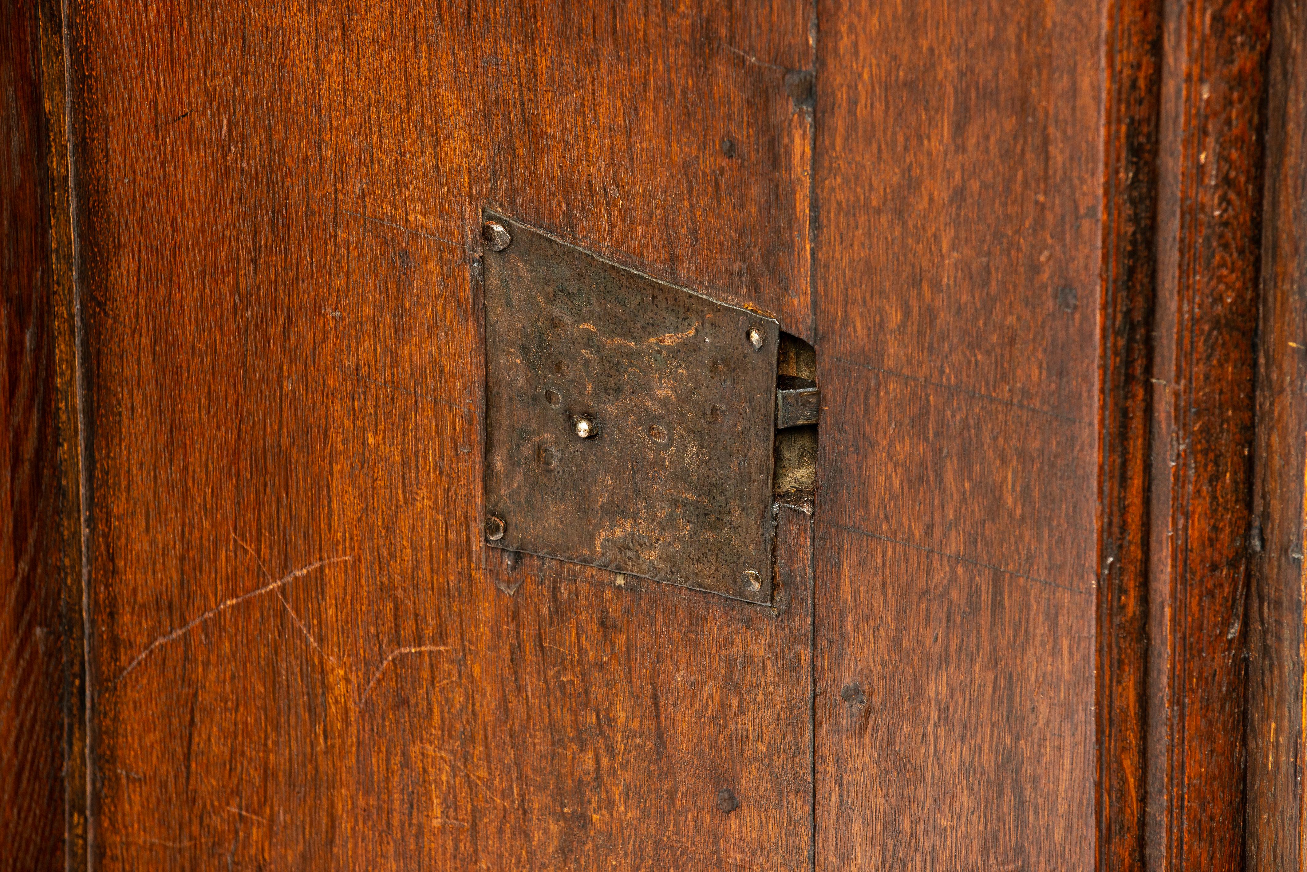 Antique 17th Century Dutch Renaissance Solid Oak with Ebony Veneer Cupboard For Sale 9