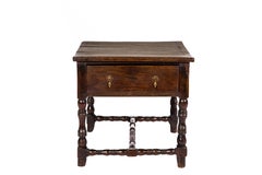 Antique 17th Century English Charles II Oak Occasional Hall Side Table in Oak