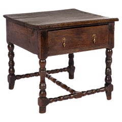 Antique 17th Century English Charles II Oak Occasional Hall Side Table in Oak