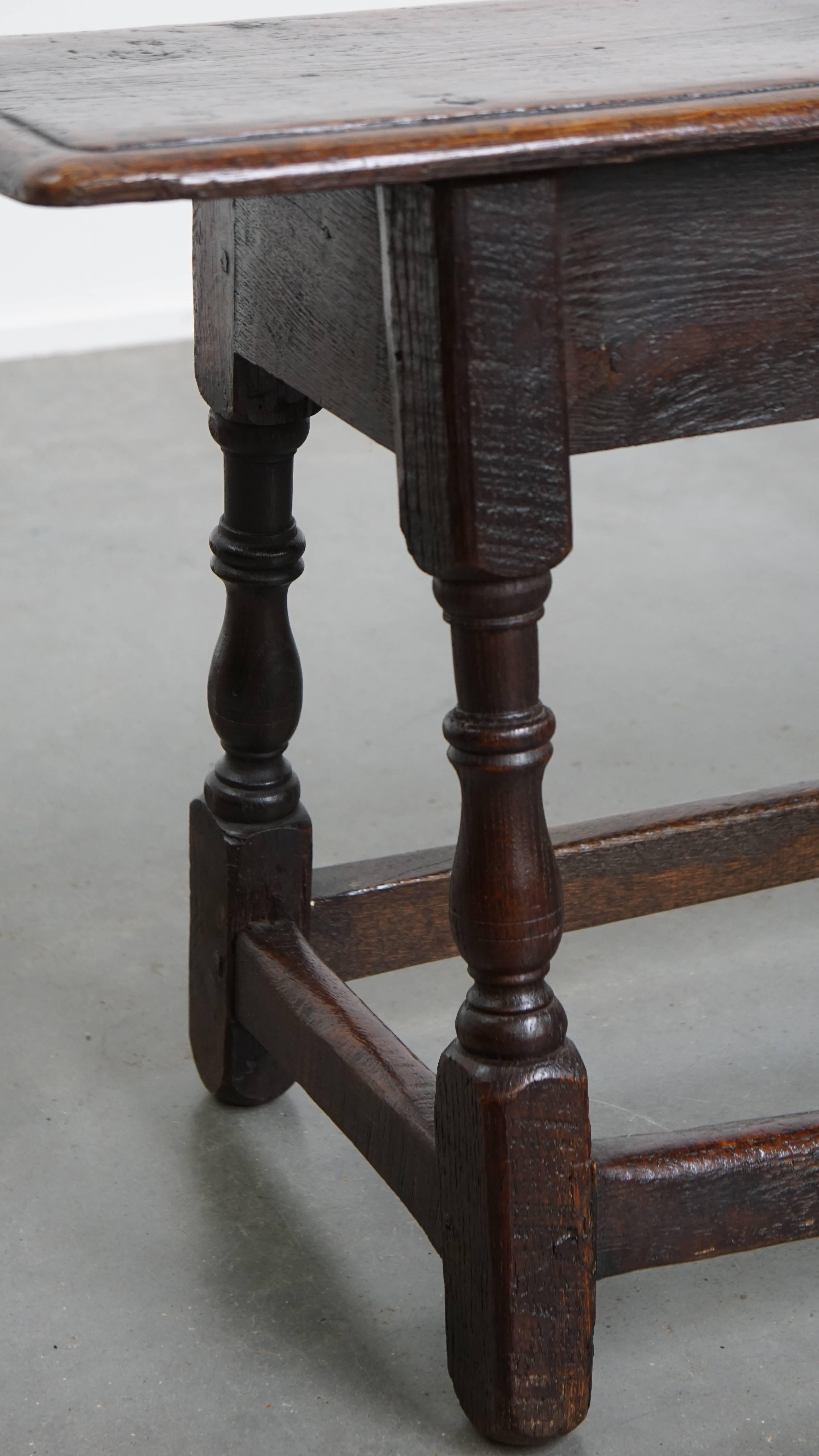 Antique 17th Century English Oak Joint Stool / Bench for the Dining Table For Sale 3