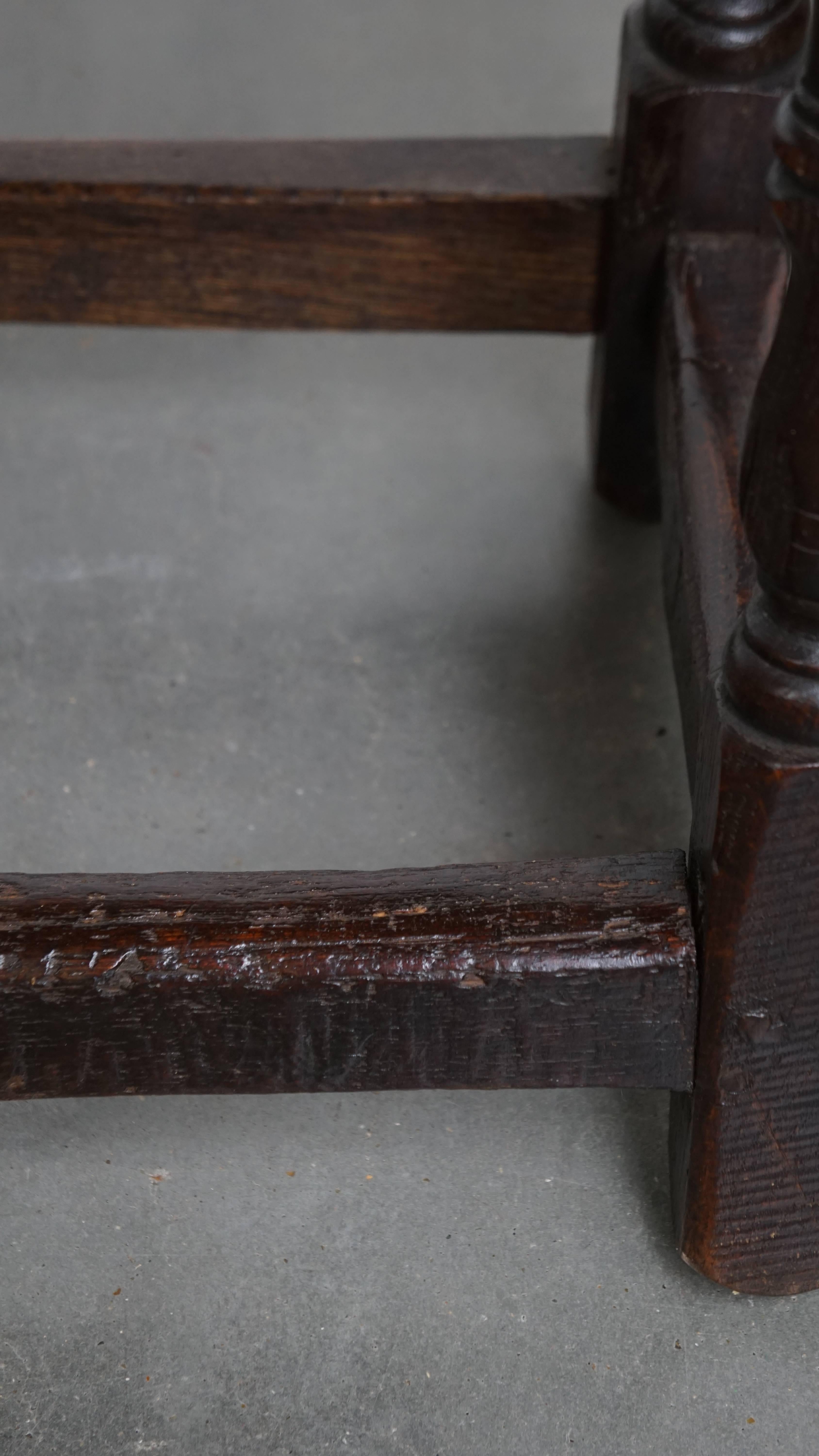 Antique 17th Century English Oak Joint Stool / Bench for the Dining Table For Sale 6