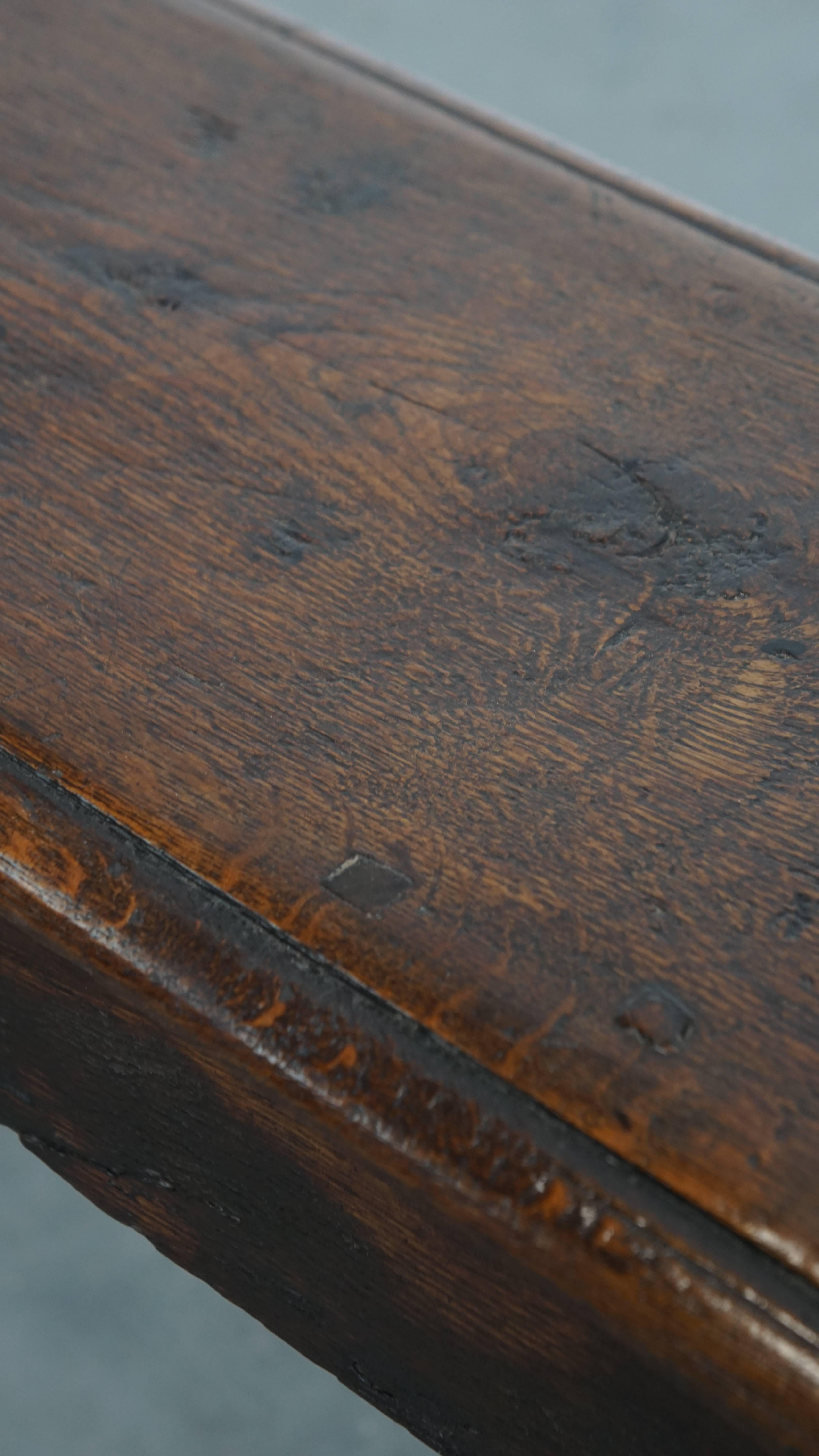 Antique 17th Century English Oak Joint Stool / Bench for the Dining Table For Sale 8