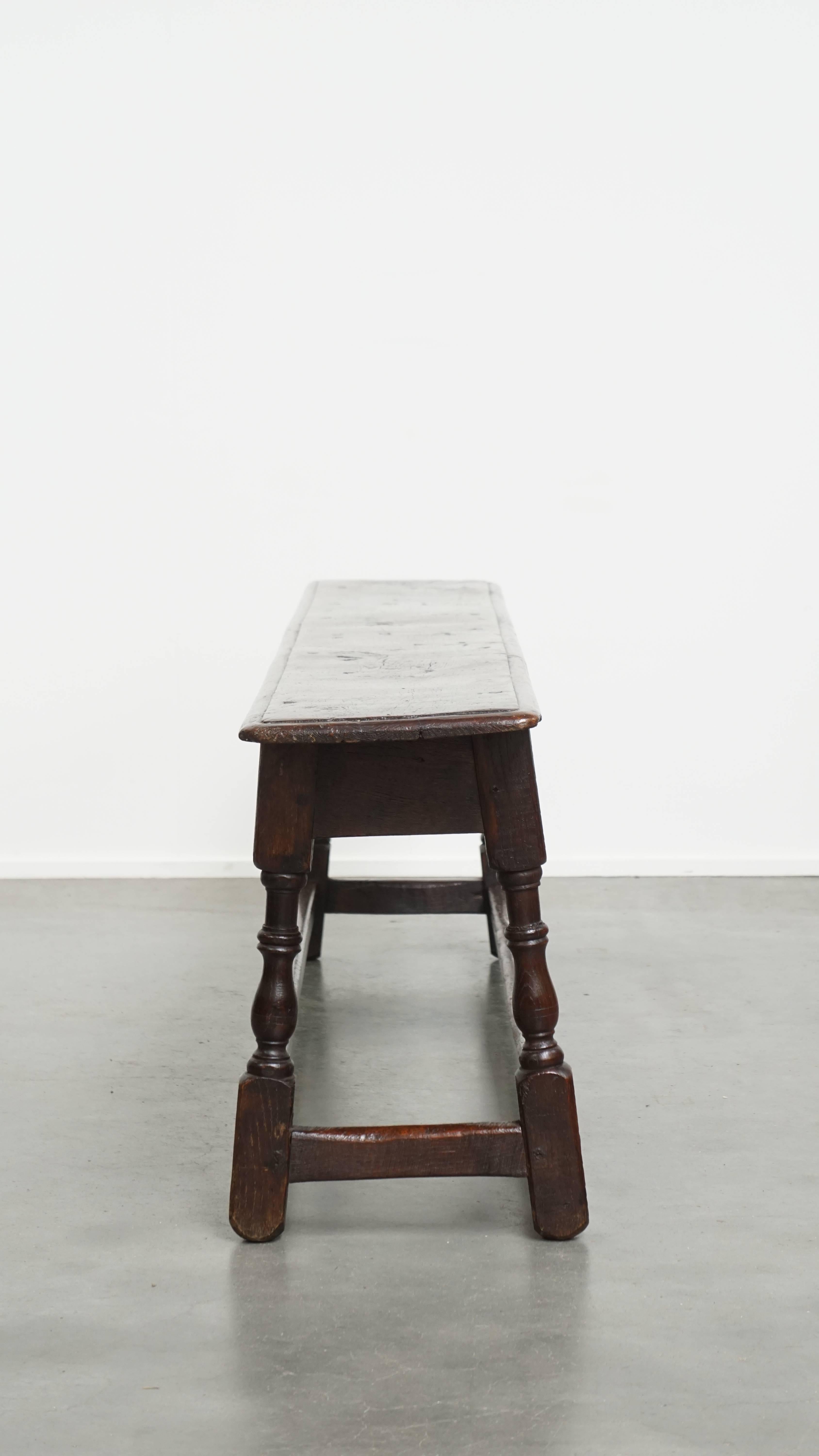 Classical Roman Antique 17th Century English Oak Joint Stool / Bench for the Dining Table For Sale