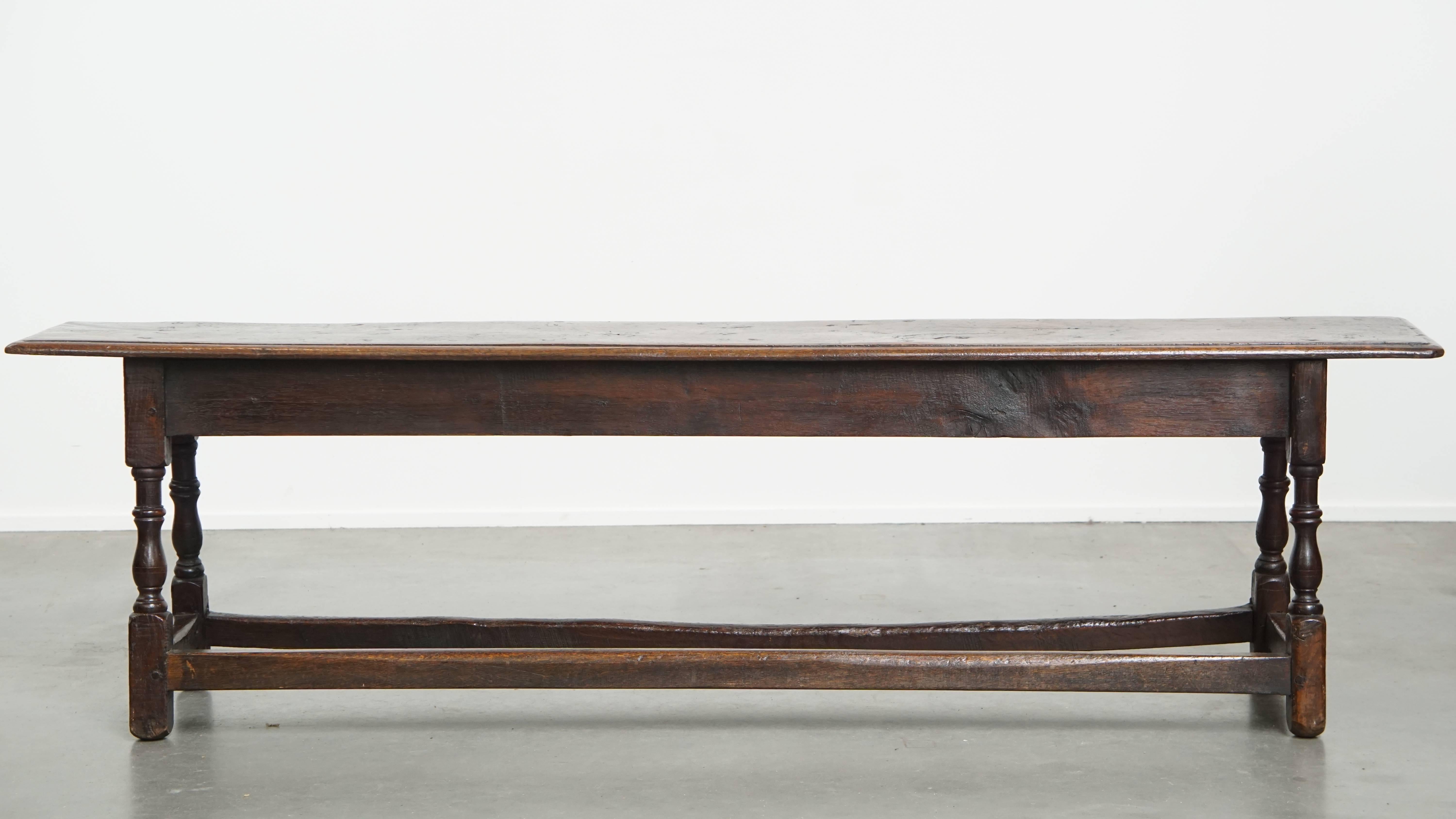 Hand-Crafted Antique 17th Century English Oak Joint Stool / Bench for the Dining Table For Sale