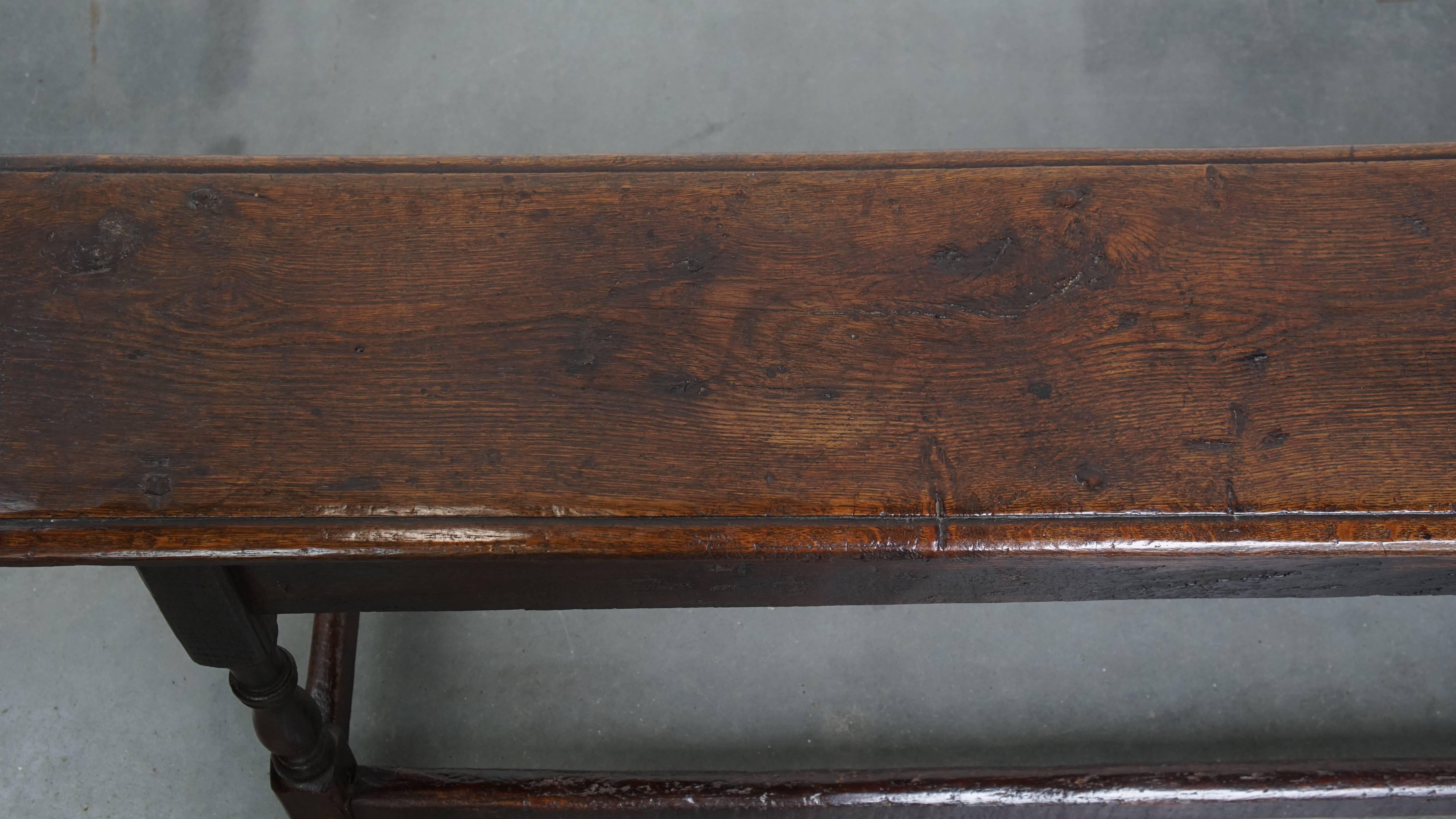 18th Century and Earlier Antique 17th Century English Oak Joint Stool / Bench for the Dining Table For Sale