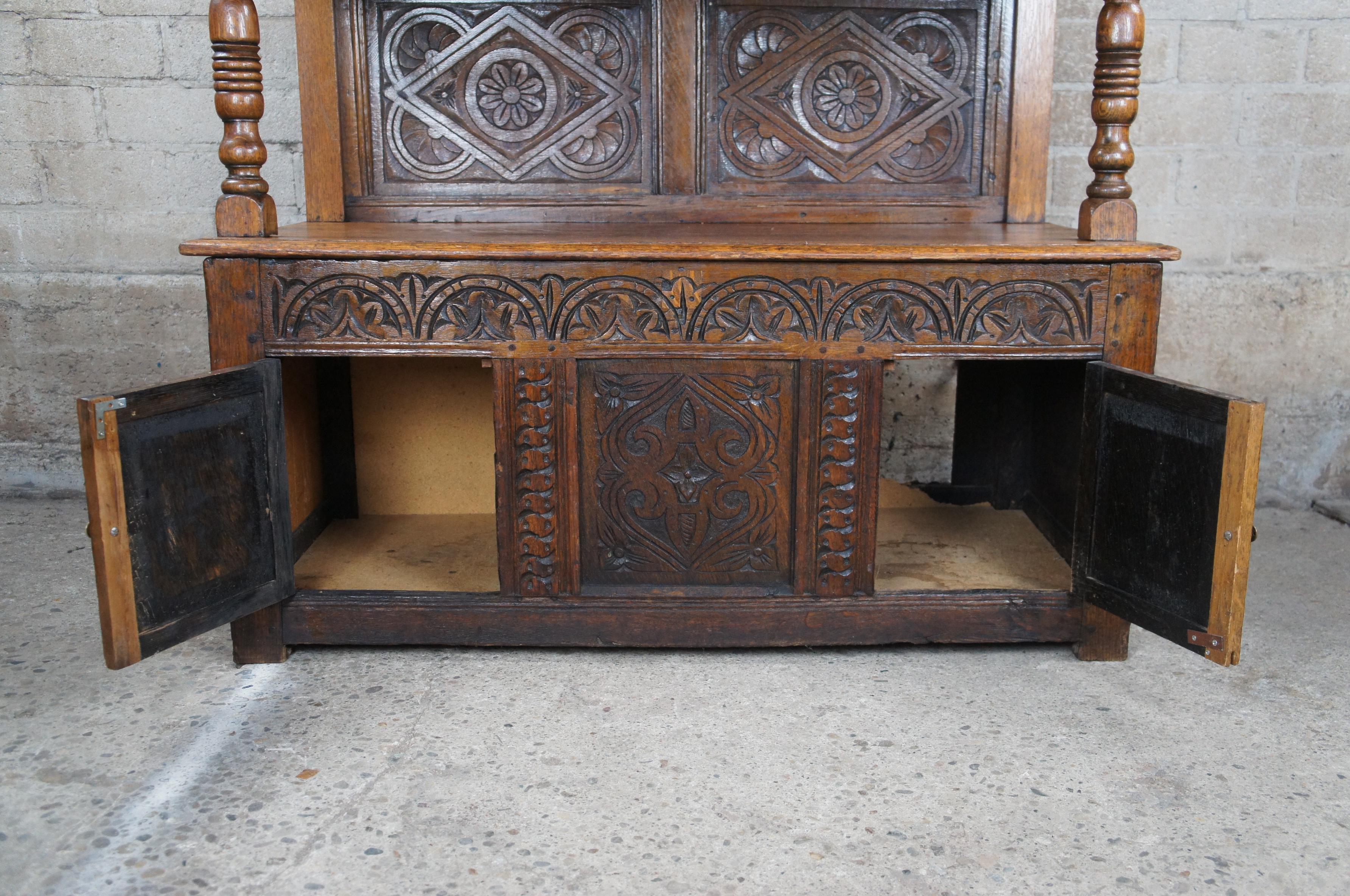 Antique 17th Century English Quartersawn Oak Sideboard Server Court Cupboard For Sale 1