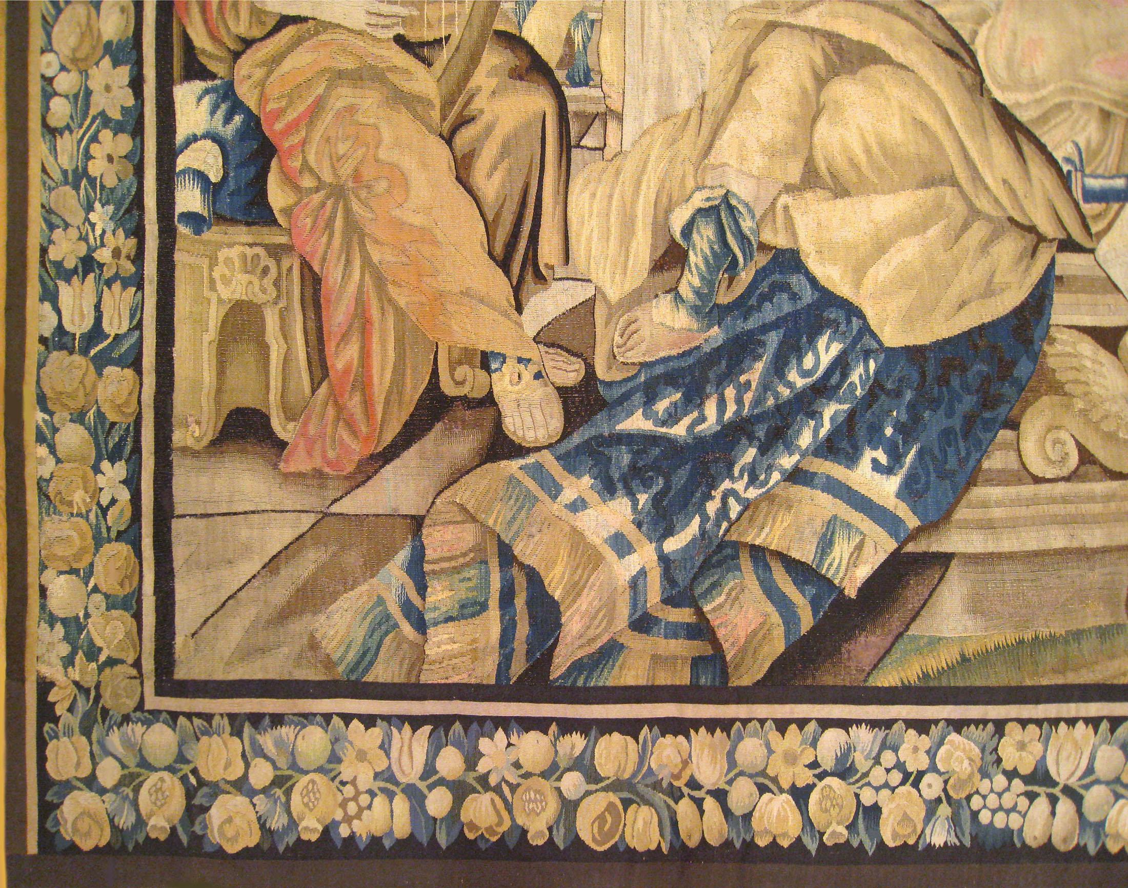 Belge Ancienne tapisserie historique flamande du 17e siècle, représentant Didon et Énée en vente
