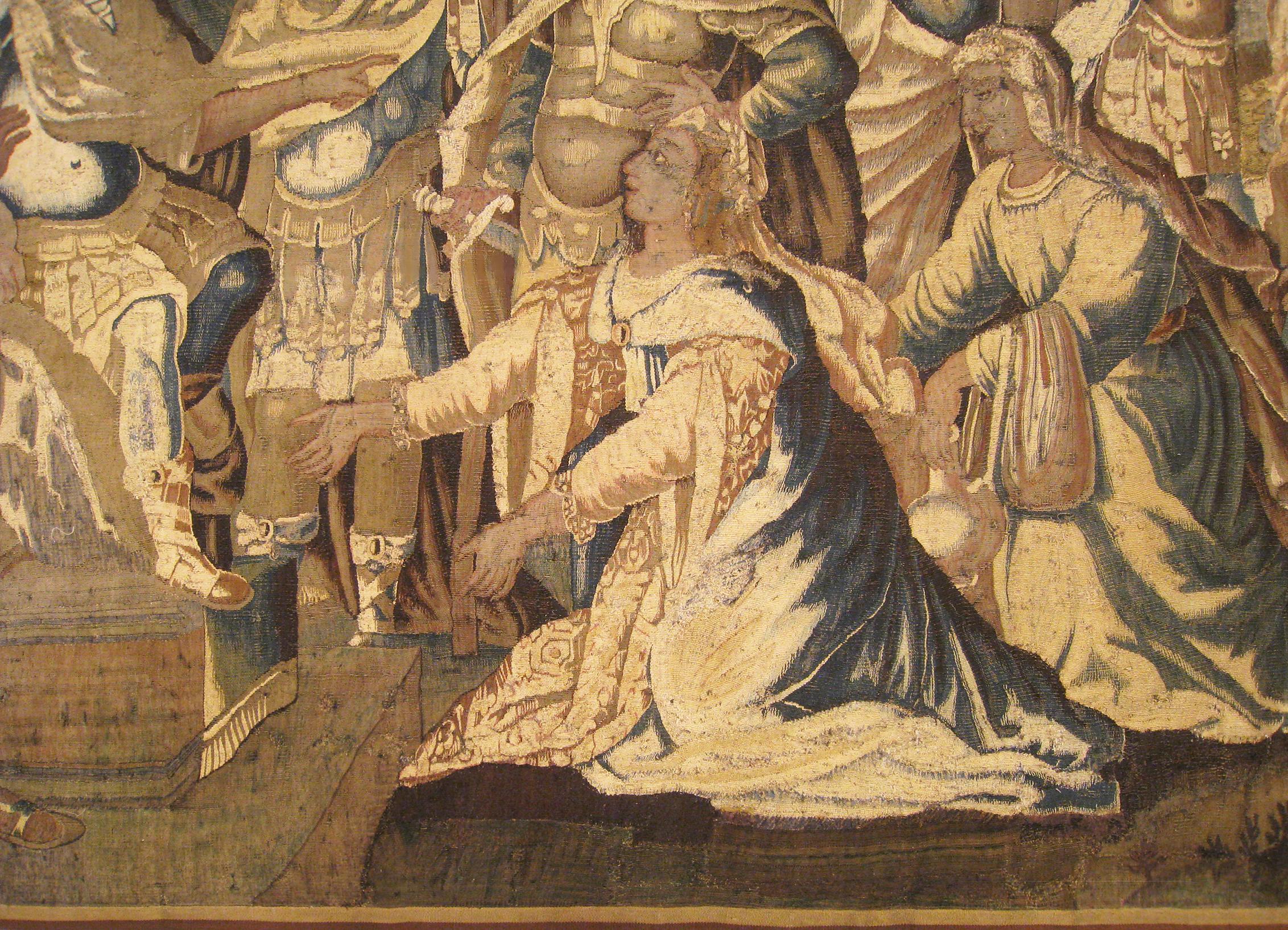 Tissé à la main Tapisserie historique flamande du XVIIe siècle représentant le général romain Coriolanus en vente