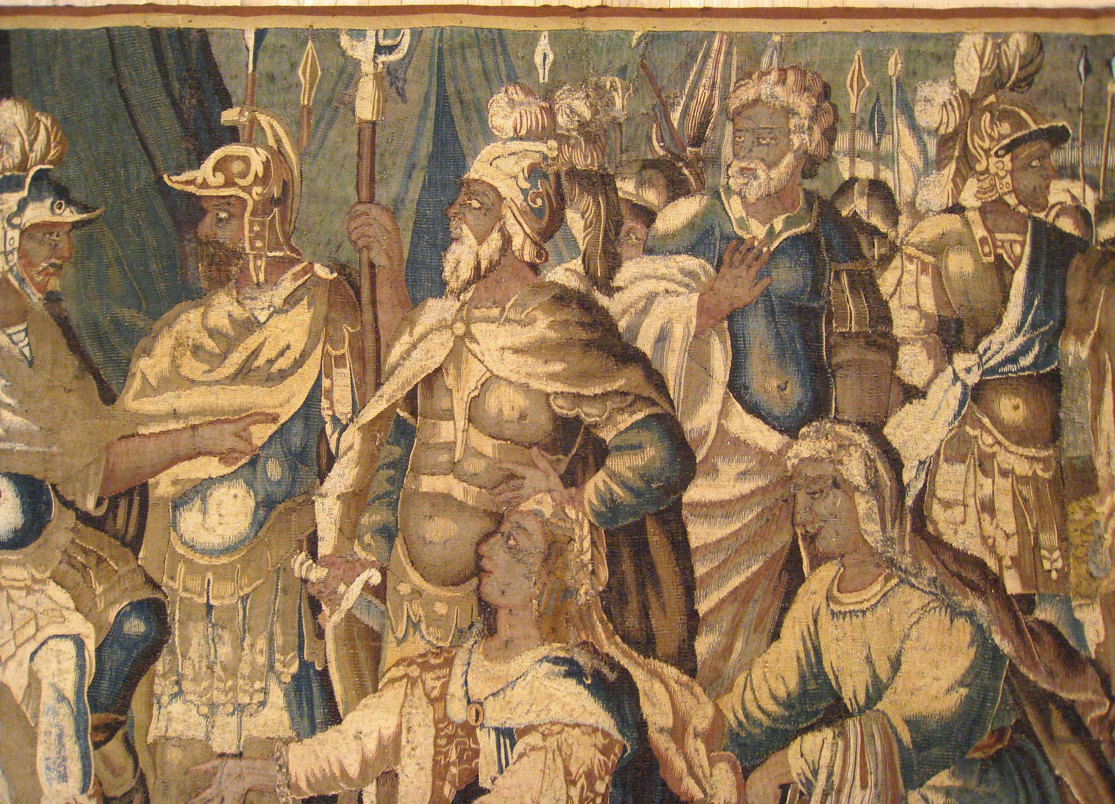 17th Century Flemish Historical Tapestry with the Roman General Coriolanus In Good Condition For Sale In New York, NY