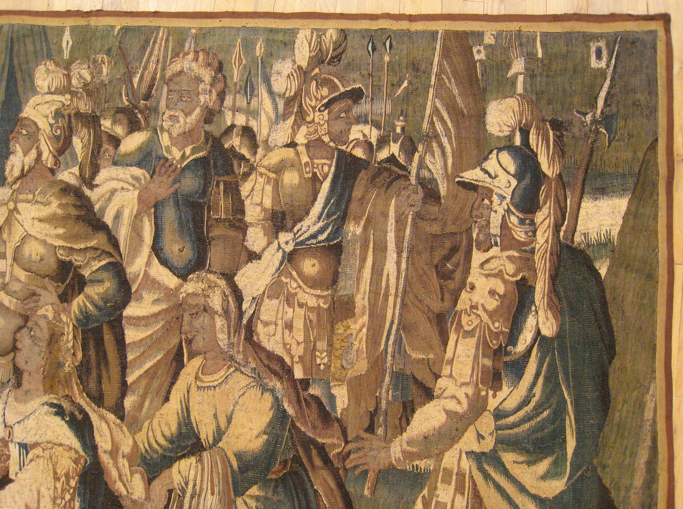Laine Tapisserie historique flamande du XVIIe siècle représentant le général romain Coriolanus en vente