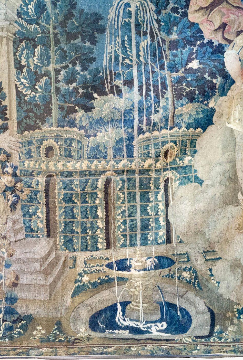 Belgian Antique 17th Century Flemish Mythological Tapestry Mercury Janus Sabine Women For Sale