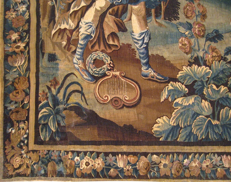 Belgian Antique 17th Century Flemish Mythological Tapestry, with the Courtship of Apollo For Sale
