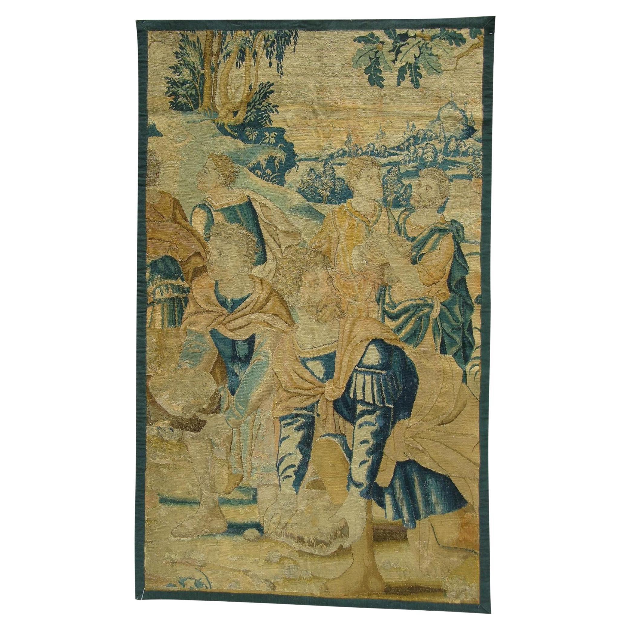 Antique 17th Century Flemish Tapestry 6'3" X 3'9: For Sale