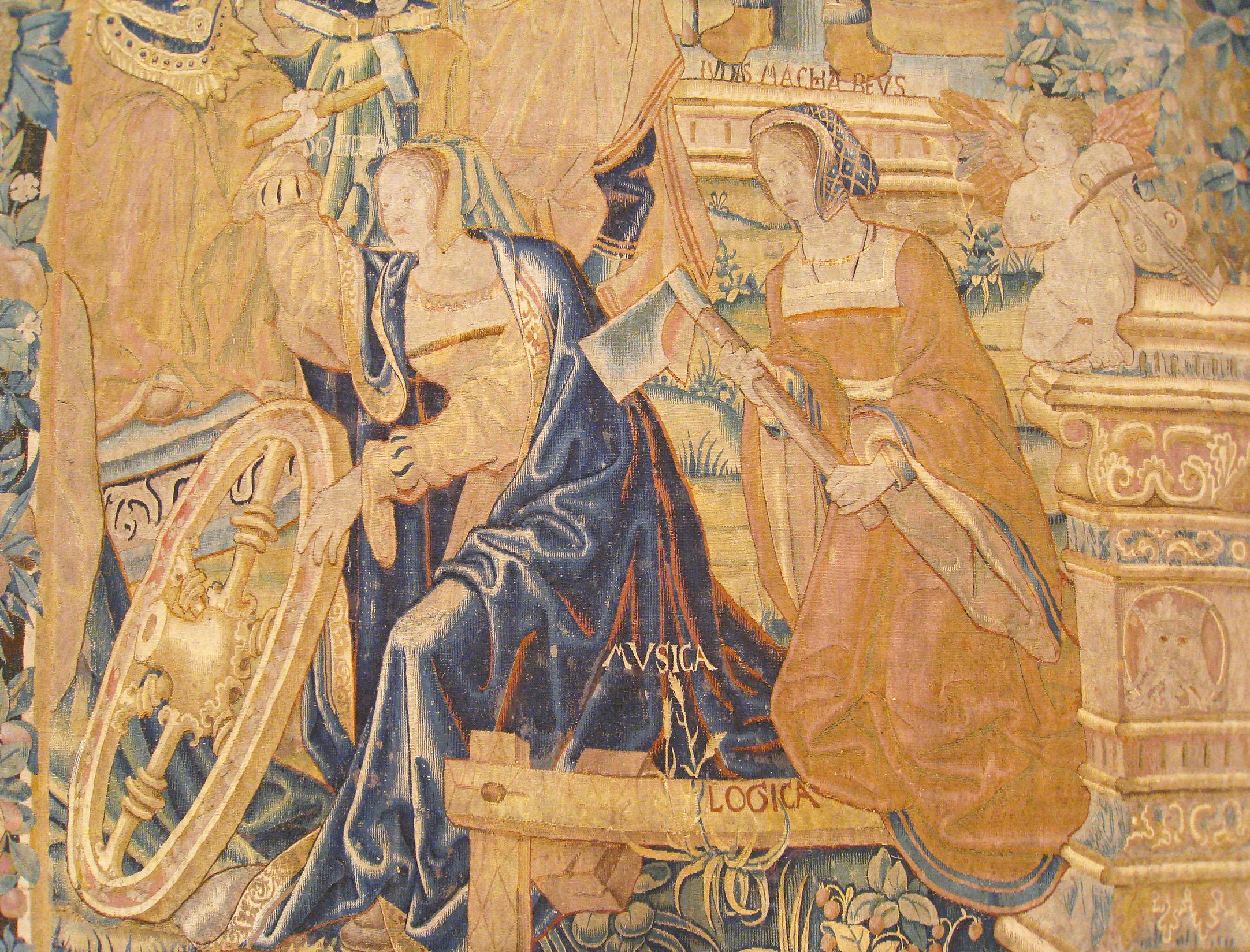 Ancienne tapisserie flamande du XVIIe siècle représentant les arts libéraux et les domaines du savoir Bon état - En vente à New York, NY