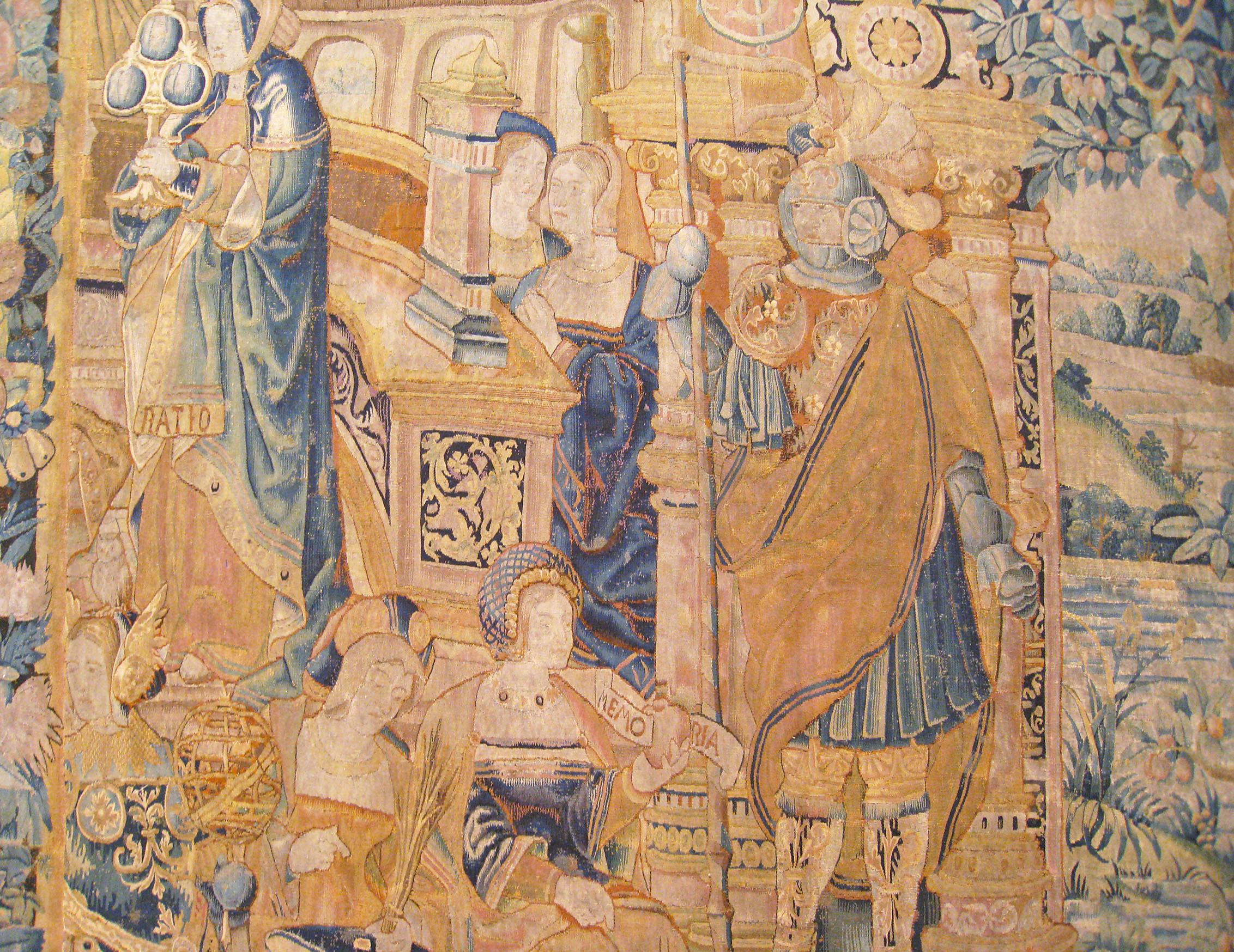 Ancienne tapisserie flamande du XVIIe siècle représentant les arts libéraux et les domaines du savoir en vente 1
