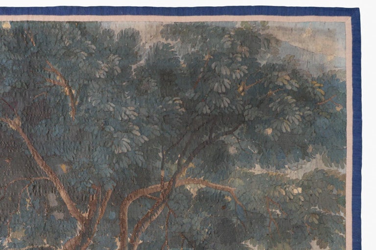 Baroque Antique 17th Century Flemish Verdure Landscape Tapestry