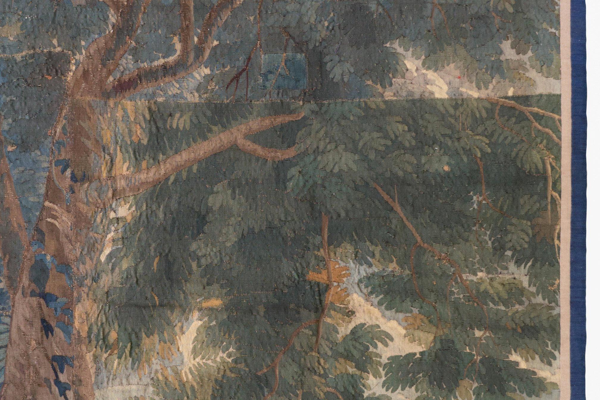 Belgian Antique 17th Century Flemish Verdure Landscape Tapestry